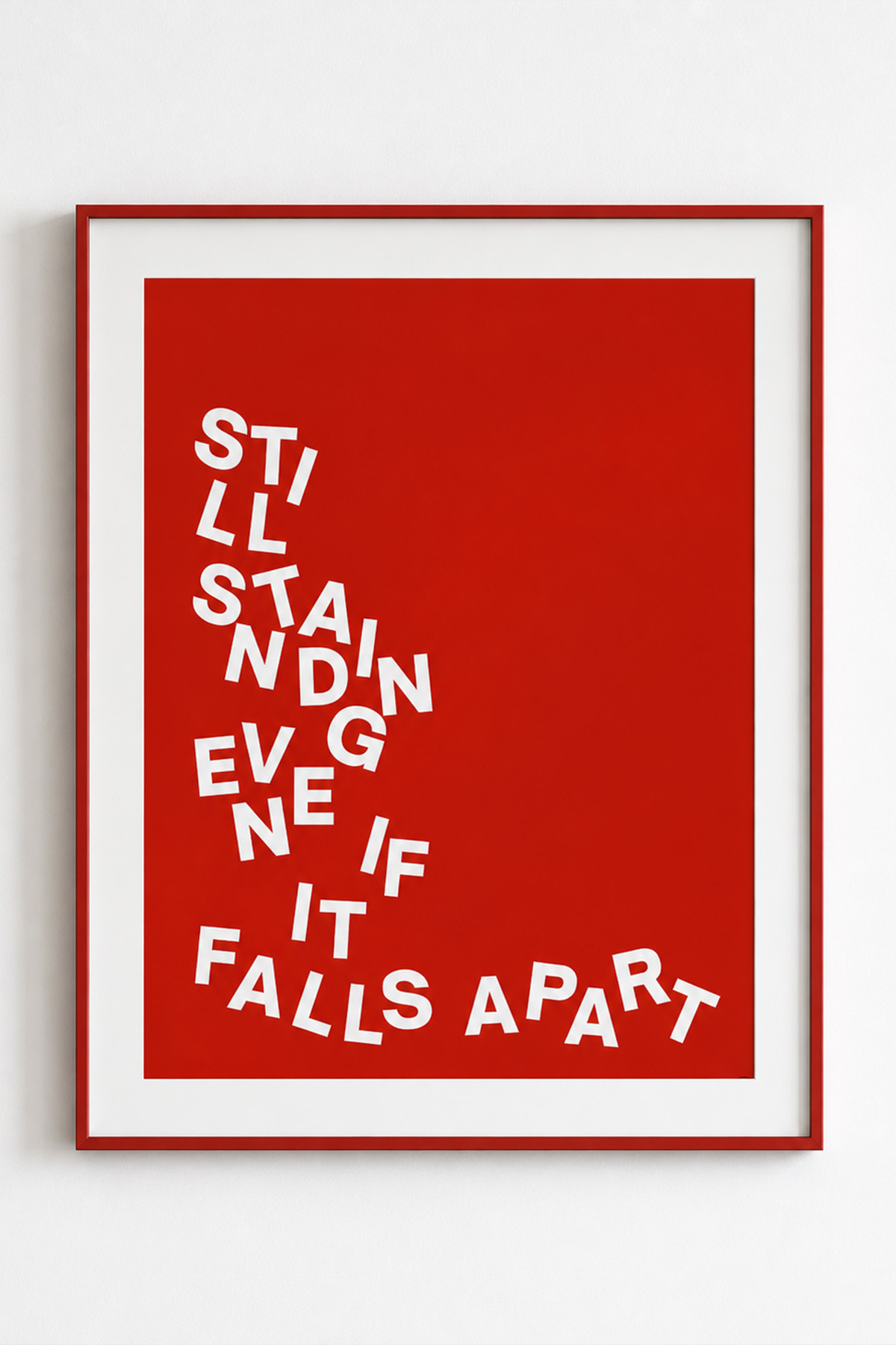 Kırmızı Tipografik Kolaj Tablo Poster Modern Minimal Duvar Dekoru Çerçevesiz