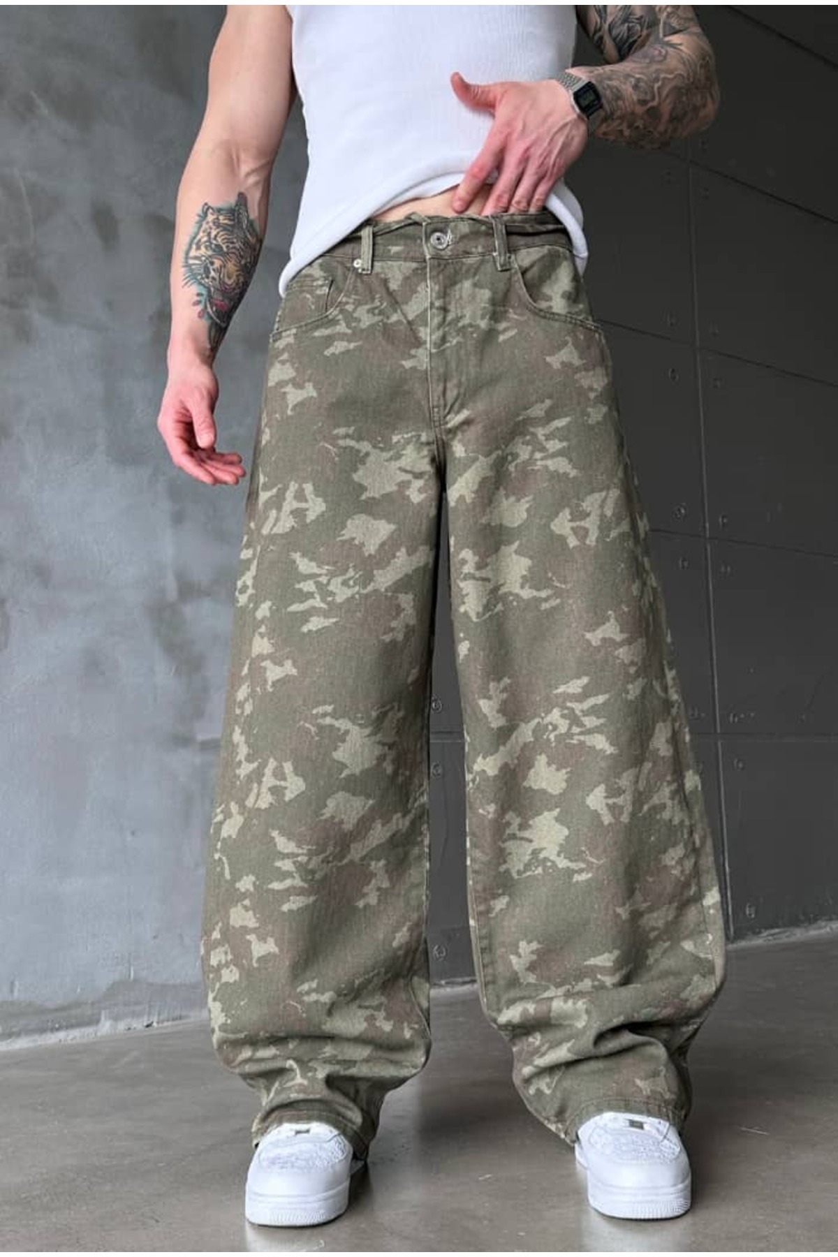 Kamuflaj Premium Extra Baggy Pantolon — سبز CezÇzKm0