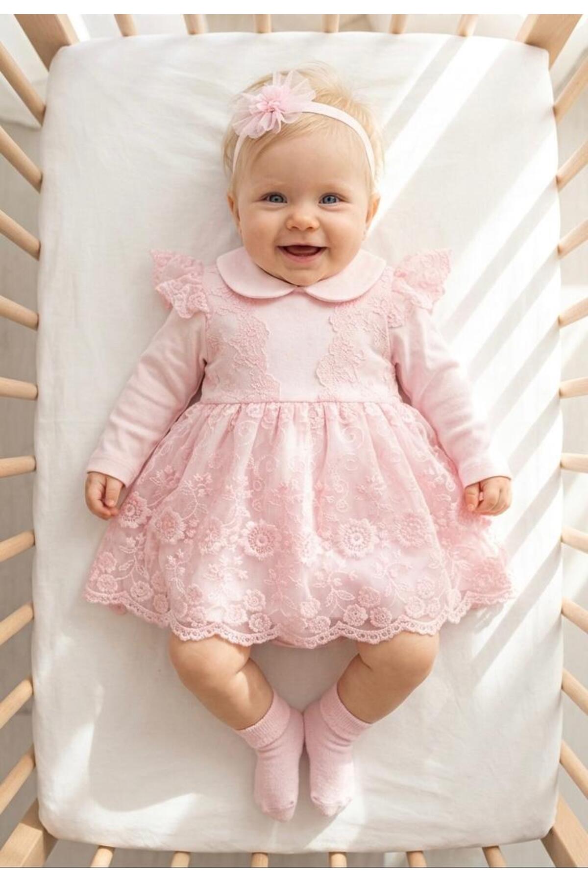 Baby Girl Mevlutluk Dress Bandana Lace Newborn Hospital Break Wedding Dress Evening Dress Mevlutlik 4026