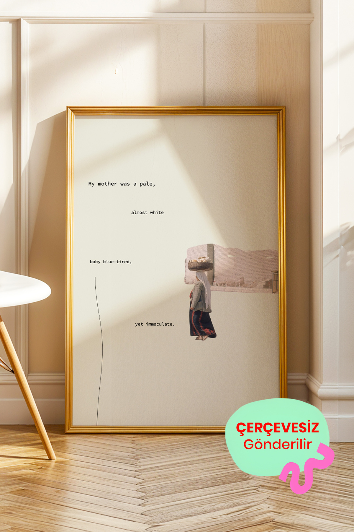 Anne Temalı Minimal Kolaj Tablo Poster Modern Sanat Duvar Dekoru Çerçevesiz