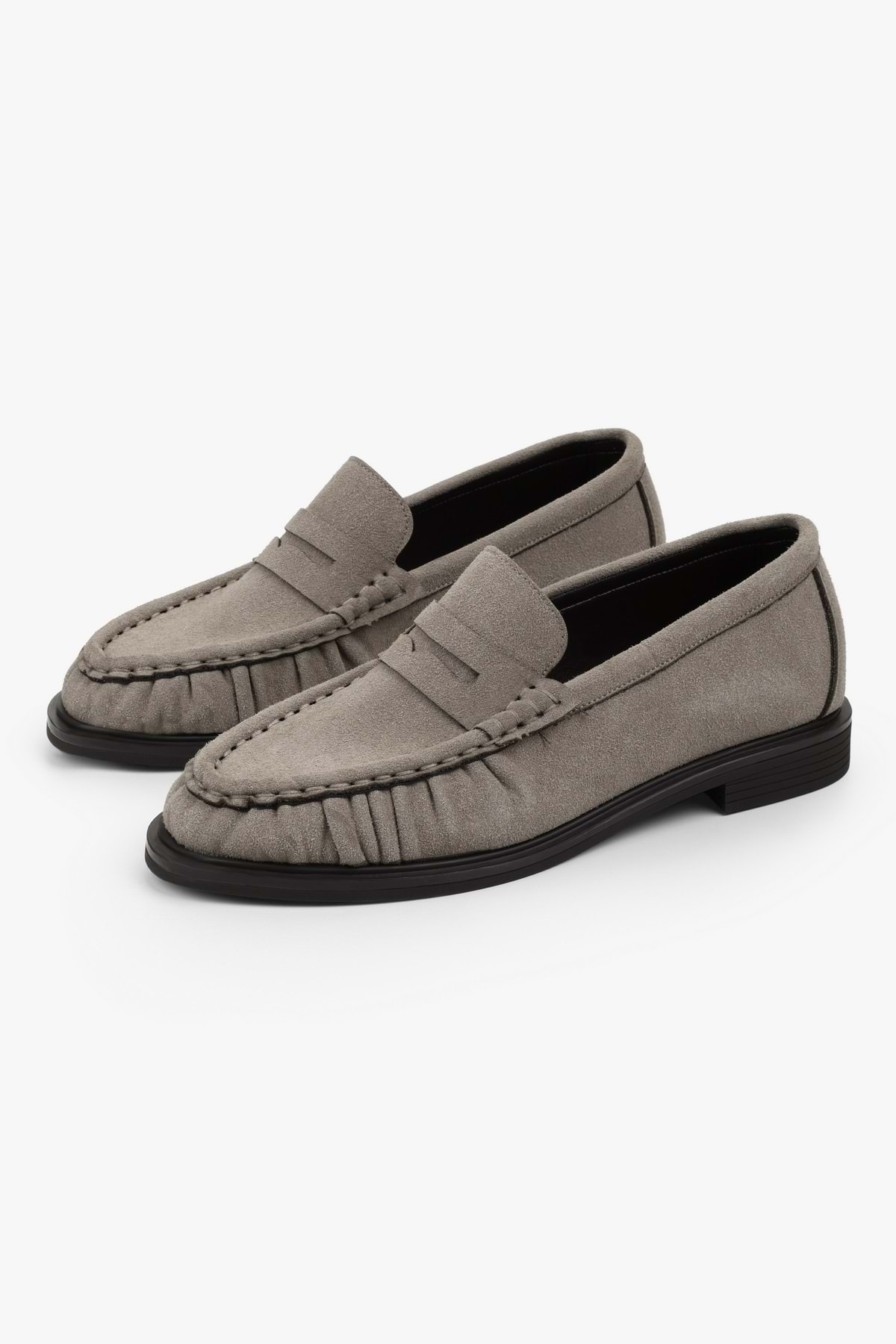 Shoeberry Kadın Rovel Vizon Süet Büzgülü Yumuşak Makosen