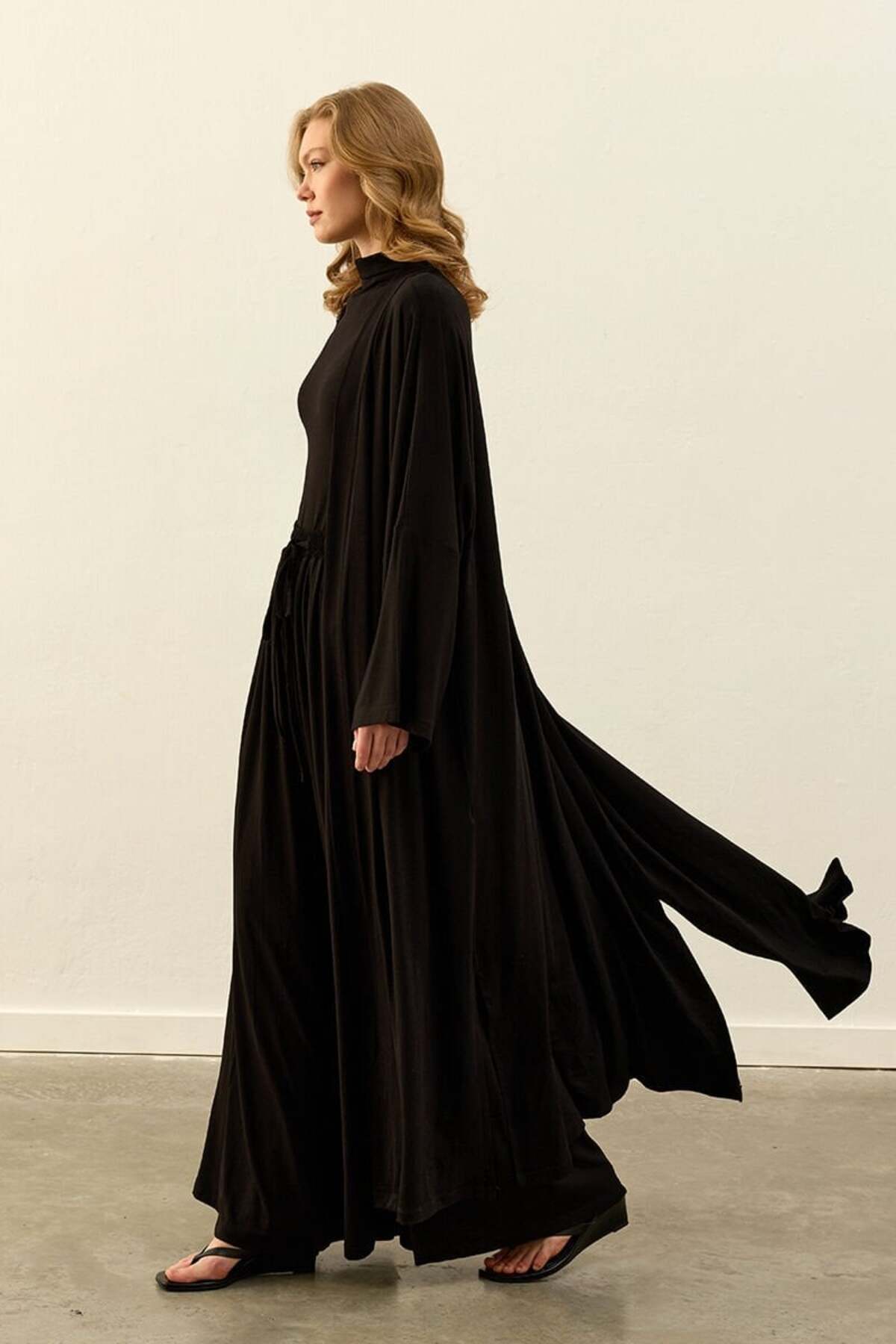 Black Viscose Kimono