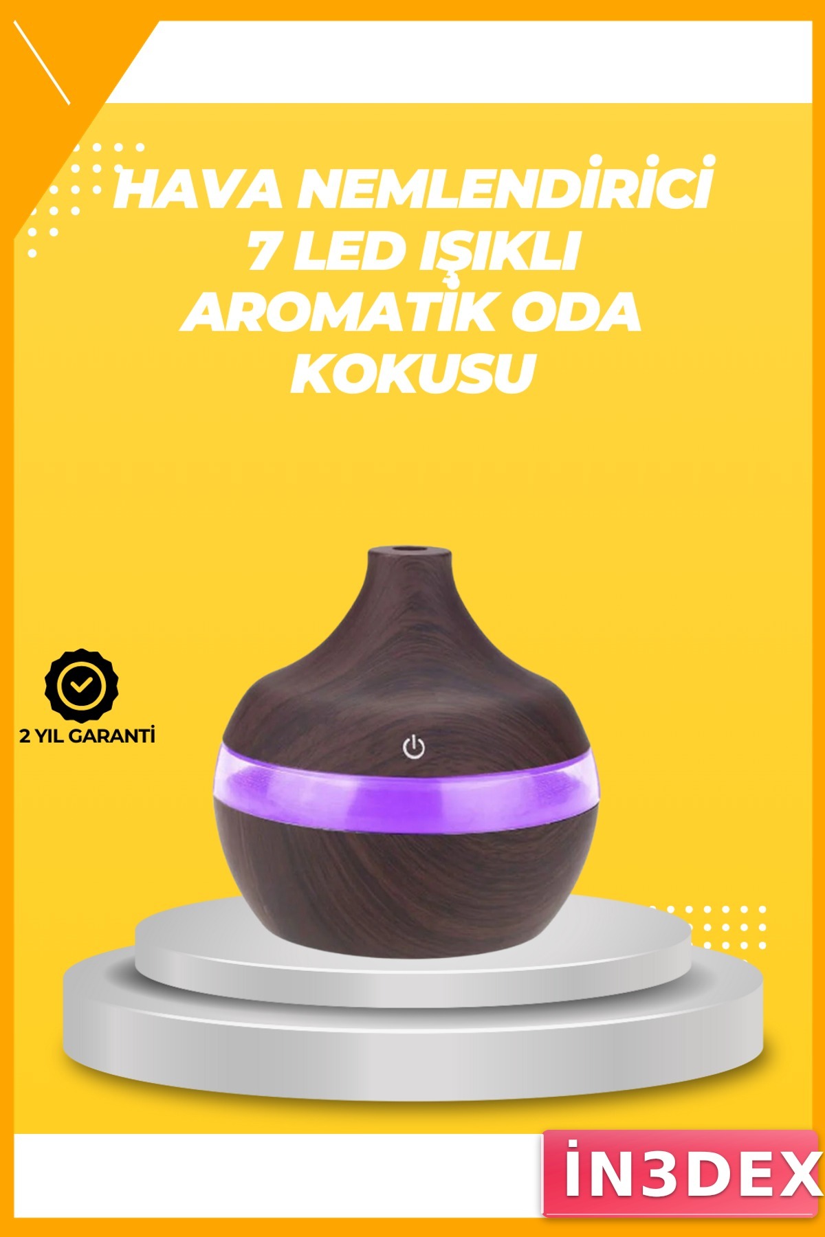 7 Renk LED Işıklı Ultrasonik Aroma Difüzör 300 ml Sessiz Nemlendirici