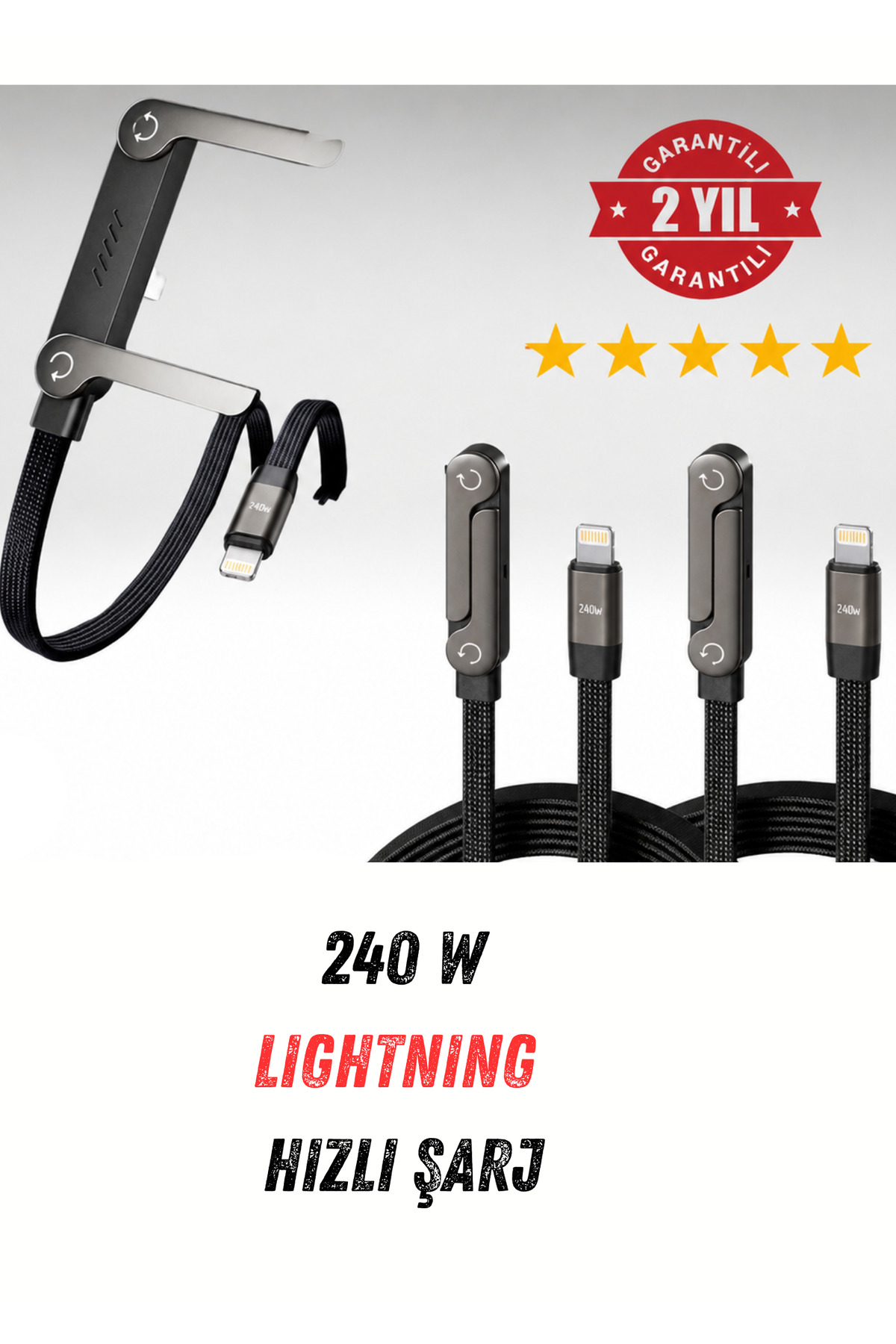 240W Ultra-Fast lightning Charging Data Cable Ergonomic Design 1.5M Braided With Foldable Stand
