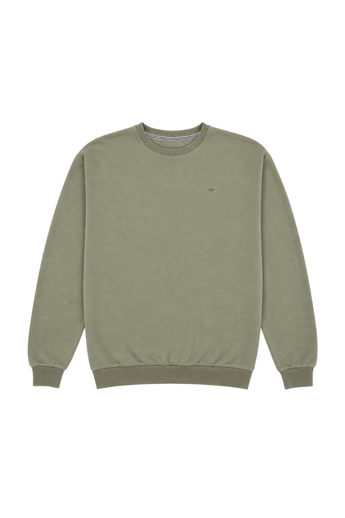 BattalModa Erkek Büyük Beden Haki İki İplik Bisiklet Yaka Sweatshirt 3XL-4XL-5XL-6XL-7XL-8XL görsel 4
