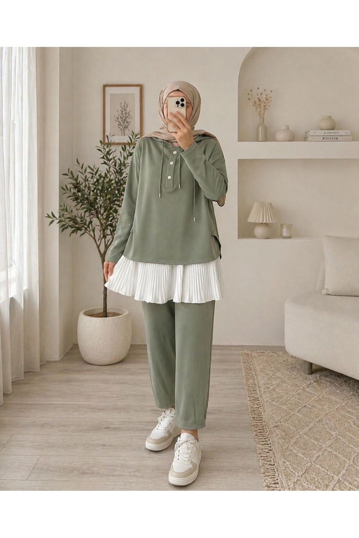 bgm fashion Kadın Tesettür Piliseli İçlik Etek Tunik Altı Uzatıcı Kurtarıcı Pliseli Pileli
