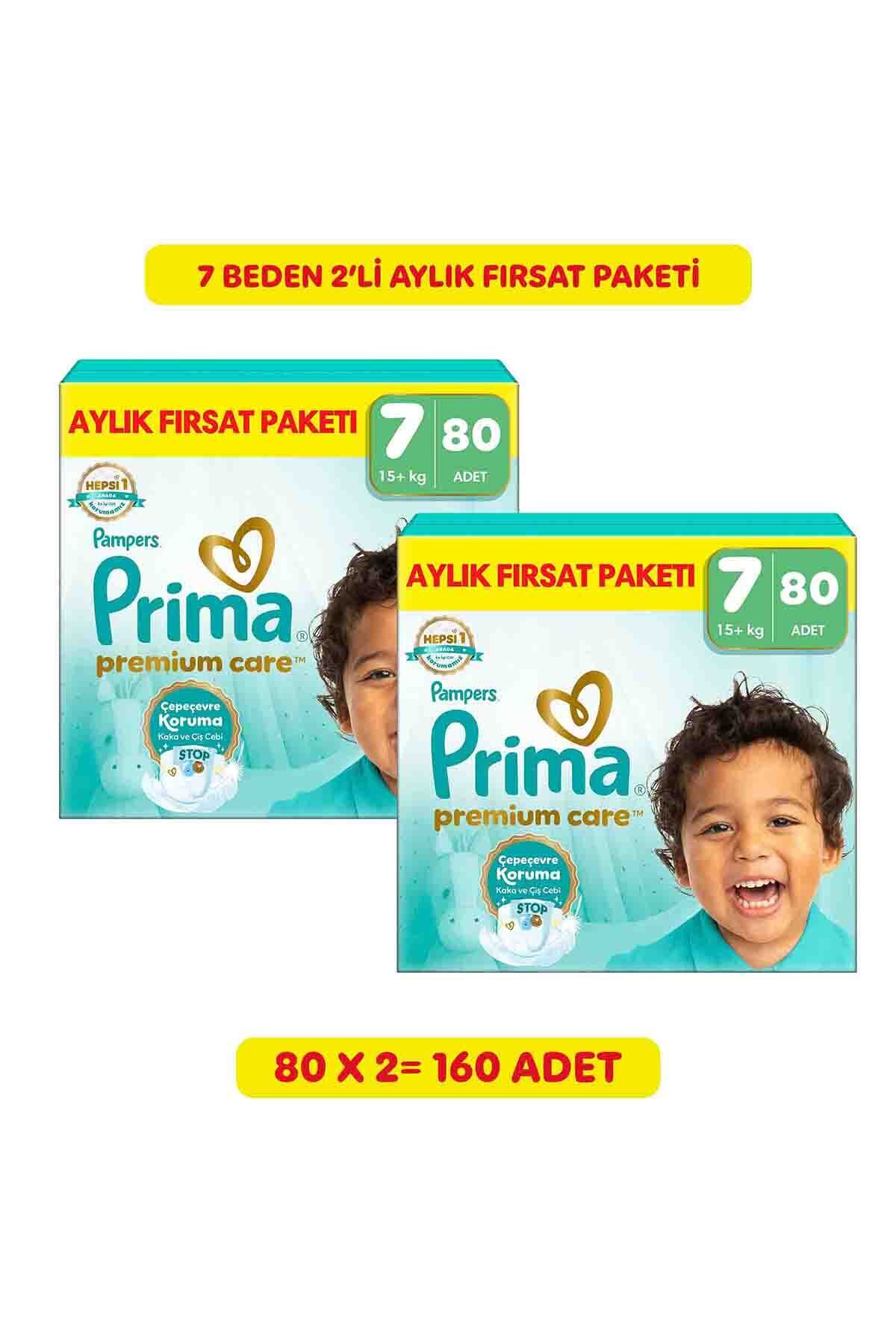 Prima Bebek Bezi Premium Care 7 Numara 80 Adet Aylık Fırsat Paketi x2