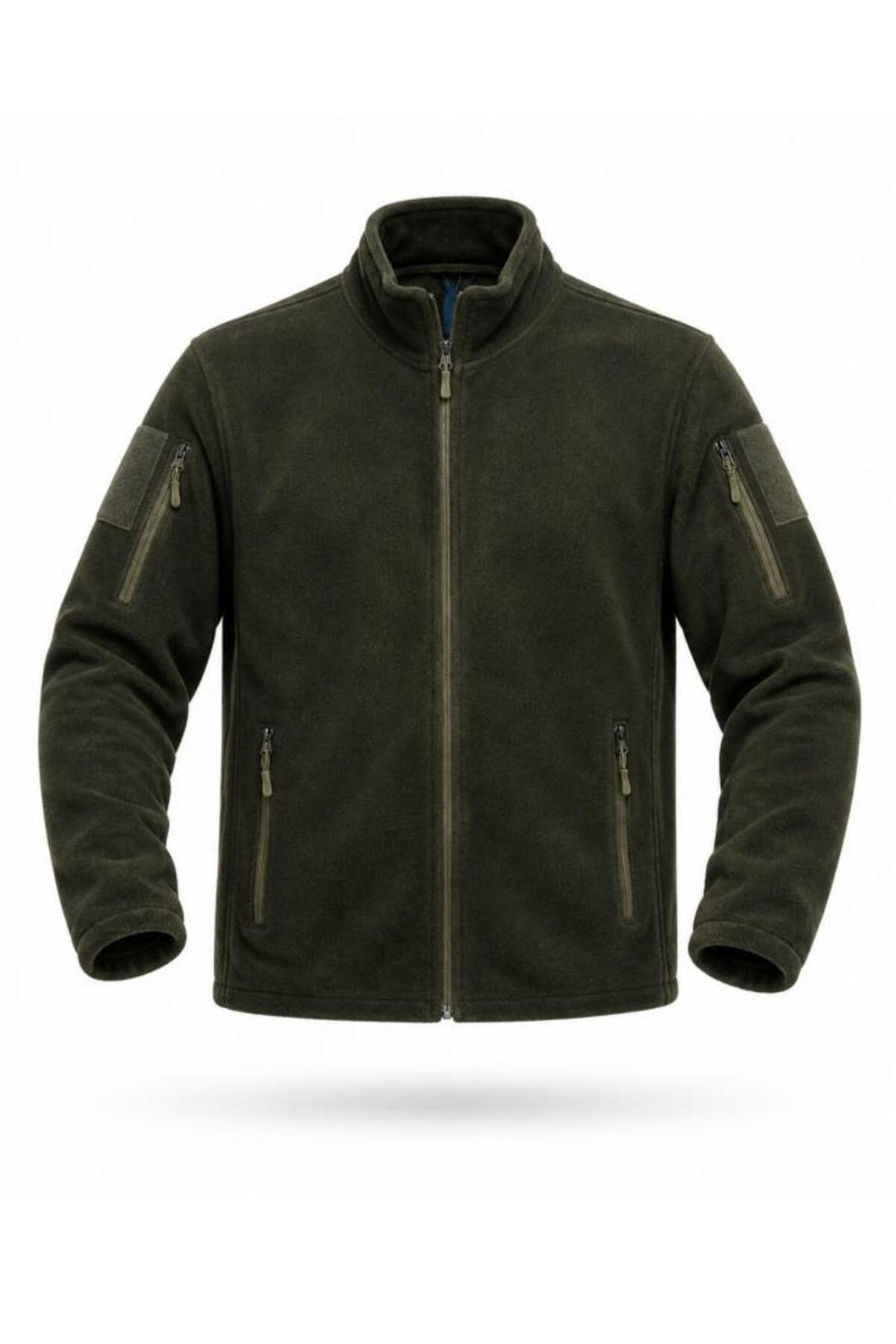 SINGLE SWORD Unisex Fermuarlı Taktik Polar Mont ve Hırka - Haki, L Beden