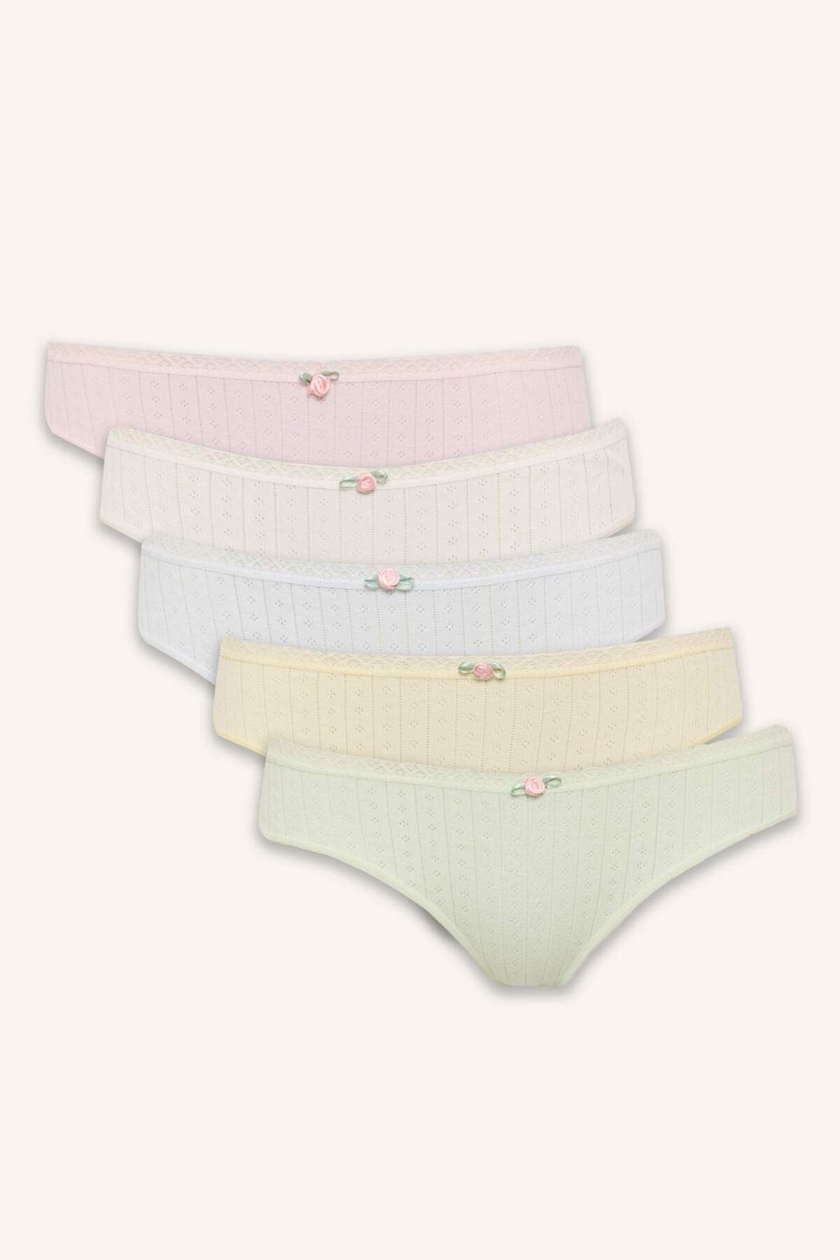 Defacto 100% Cotton Lace Detailed 5-Piece Brief Panties Set H0927Ax26Sm