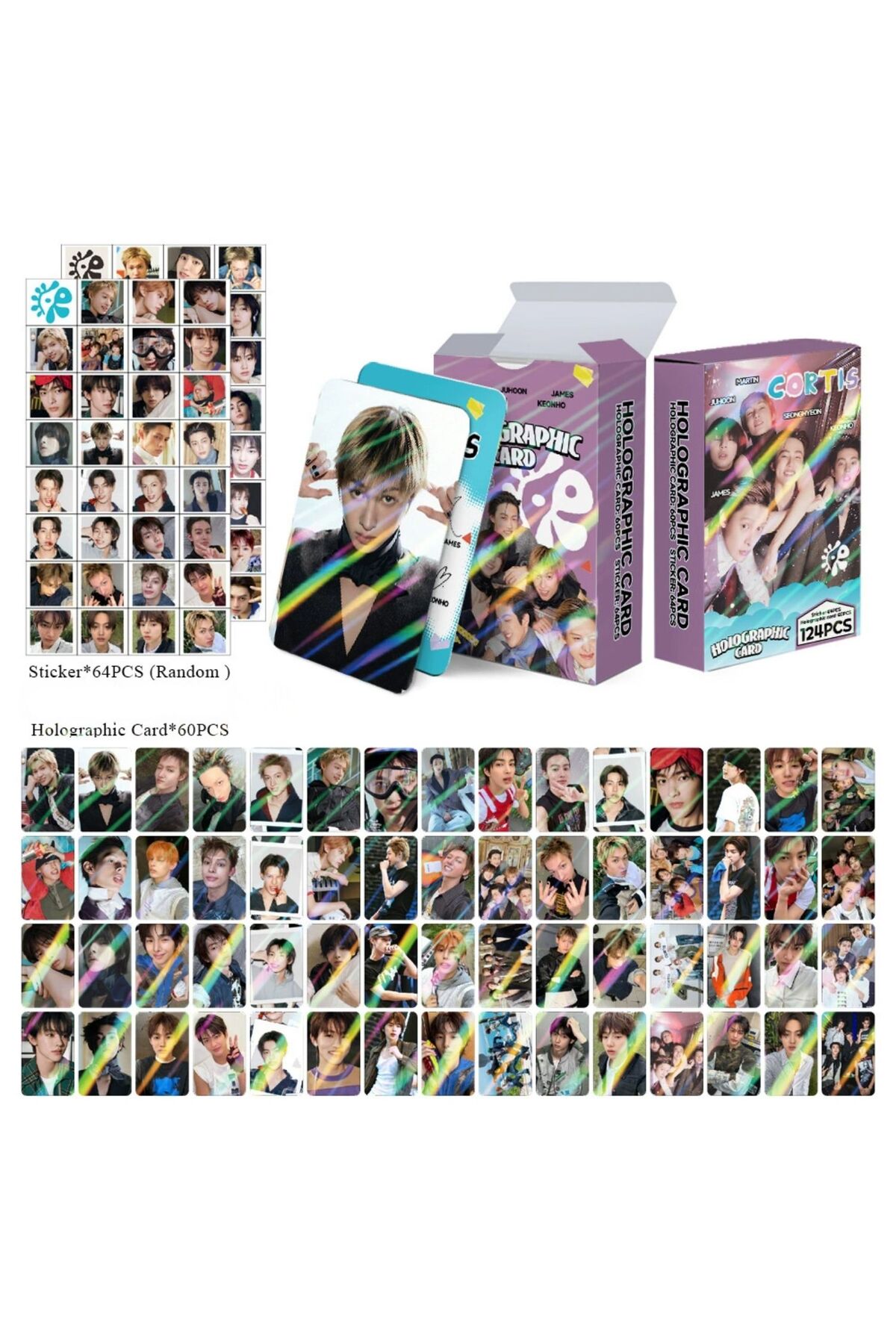 ソンヒョン kpop naraアメリカ限定 トレカセットcortis USA Kpop Dünyasi CORTIS Çift Yön Baskılı Hologramlı Lomo Card Seti (60
