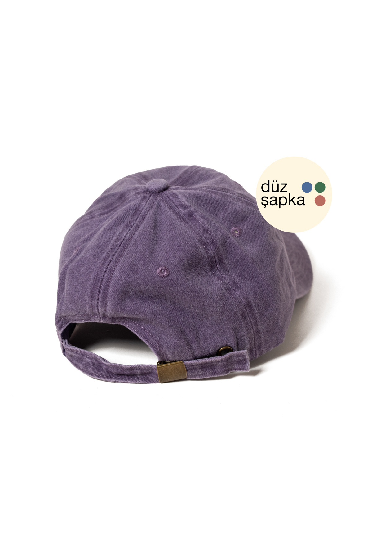 düz şapka studio Düz Şapka | Mor Yıkamalı Kep Şapka - Minimalist, Logosuz ve Yazısız görsel 4