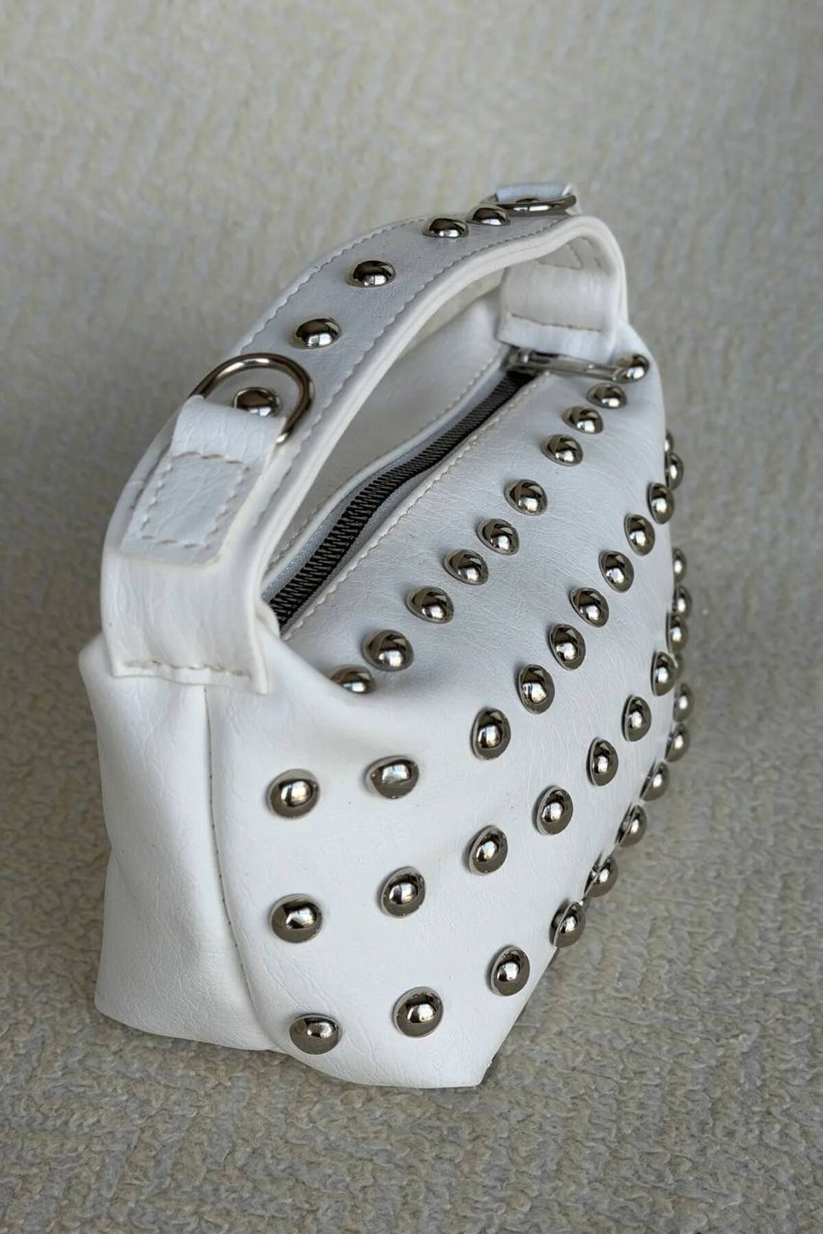 White AUİSSE Women's Stud-Detail Handbag and Shoulder Bag görünüm 2