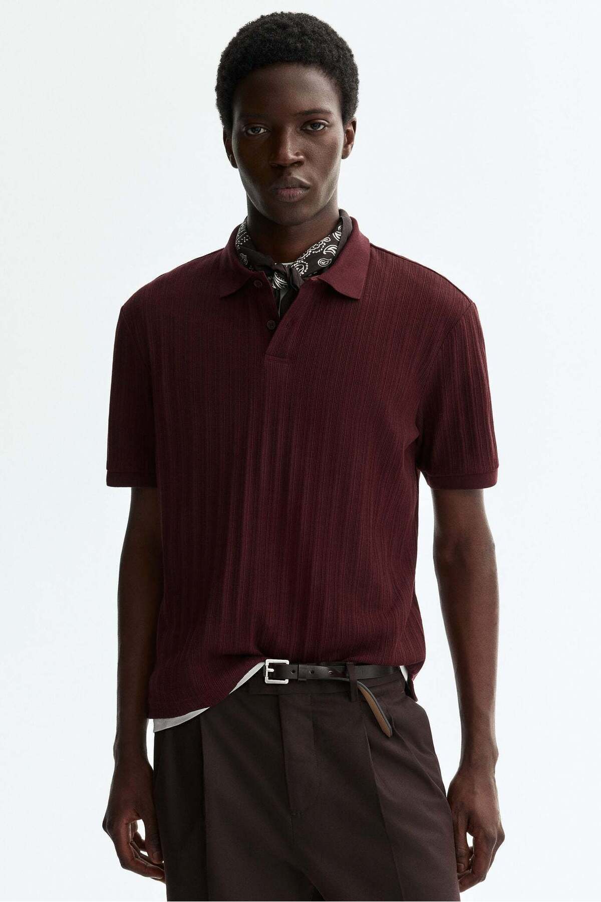 H&M Slim Fit Textured jersey polo shirt