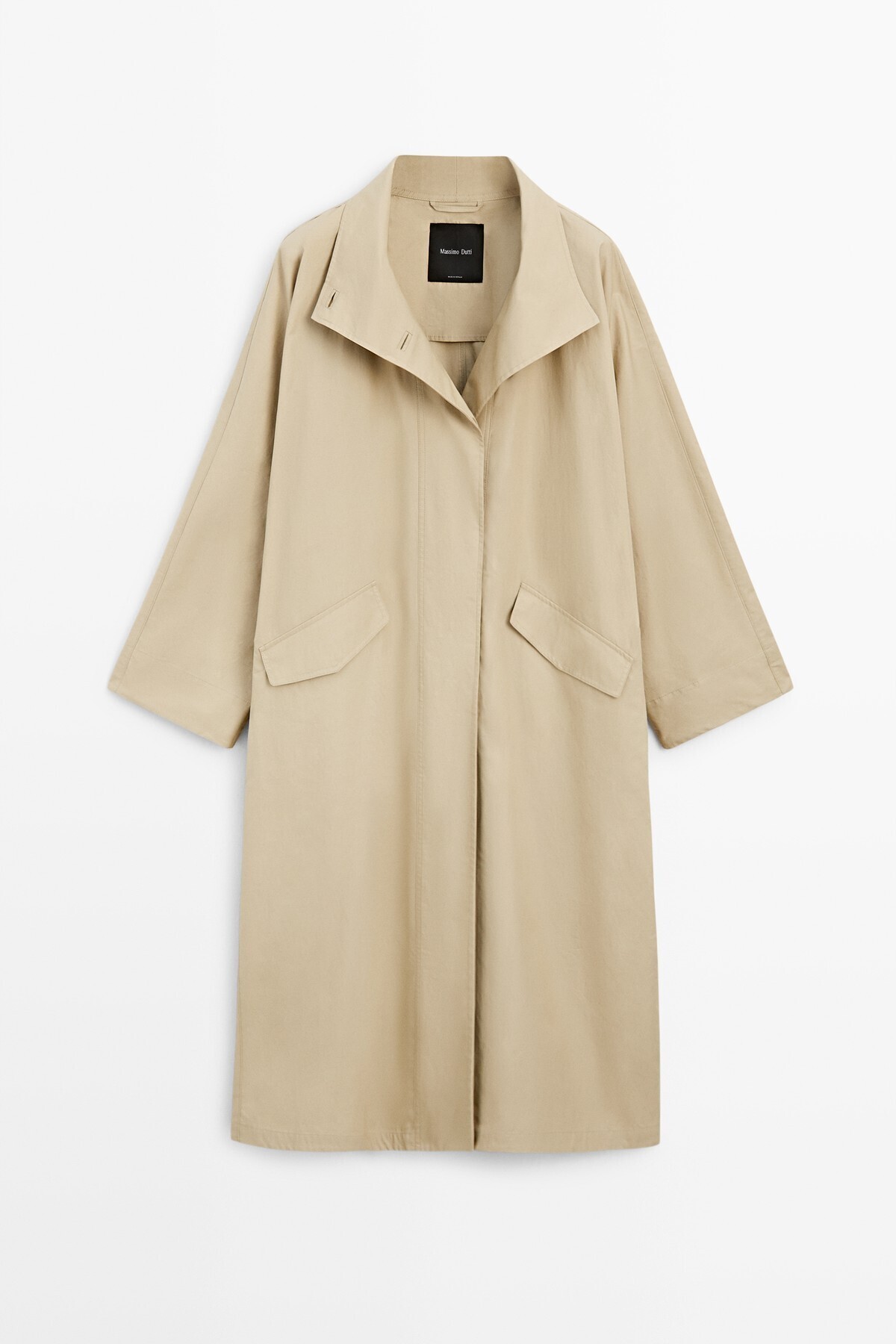 Massimo Dutti %100 pamuk dik yaka trençkot görsel 5