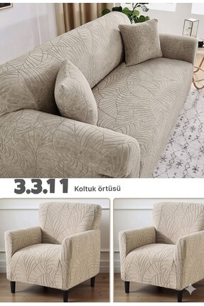 zilale Jakarlı 3 3 1 1 Lastikli Kanepe Örtüsü | Lastikli Koltuk Örtüsü | kolt...