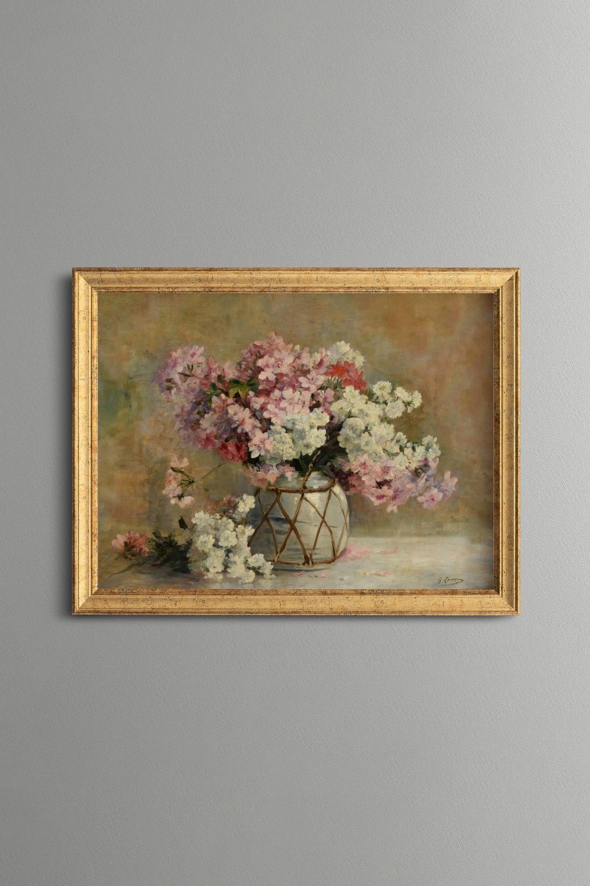 Pastel Flower Bouquet - Vintage Patterned Frame - Slim Model