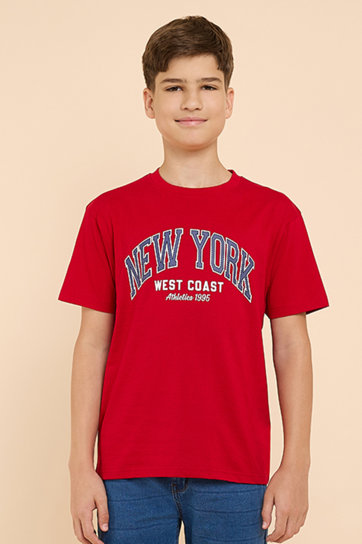R&B Typography Print T-Shirt with Crew Neck and Short Sleeves