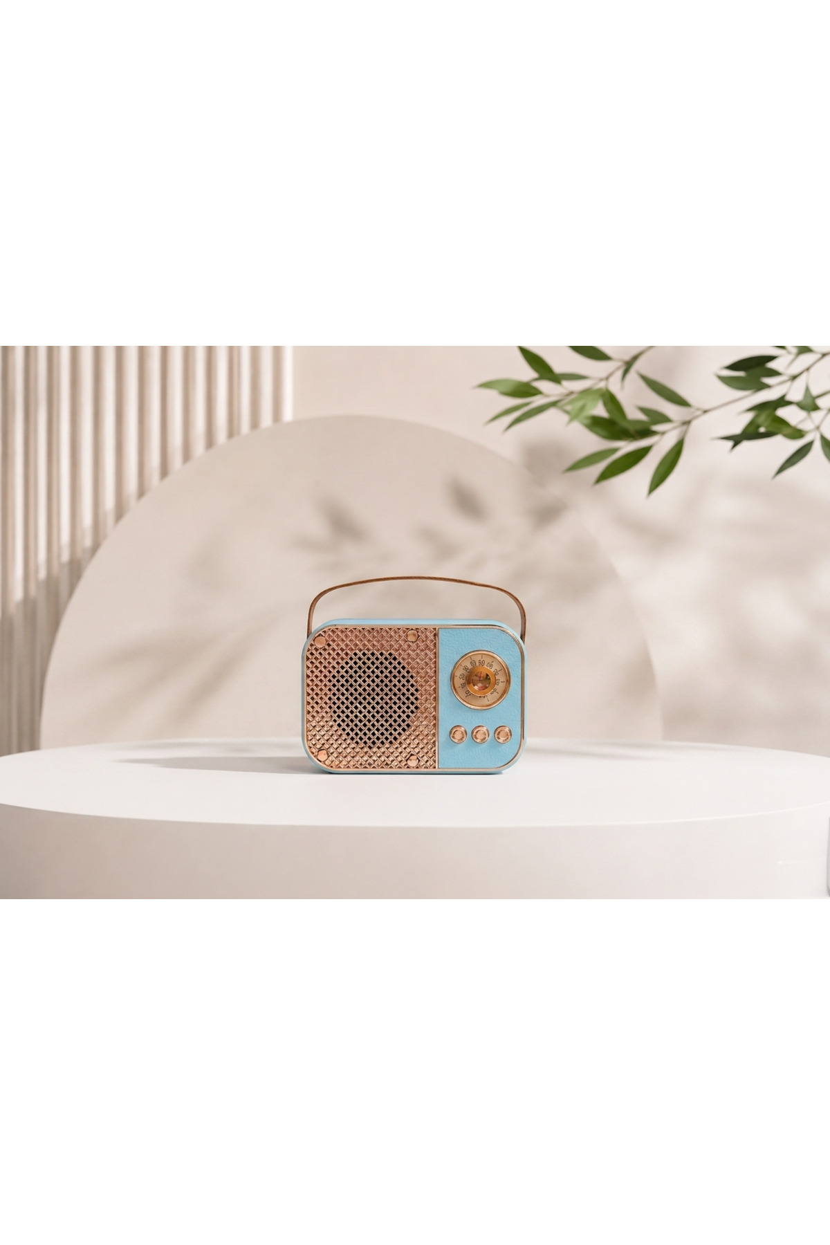 NB CONCEPT Nostaljik Radyo Şarjlı Bluetoothlu Kablosuz Hoparlör Retro Gold Mavi