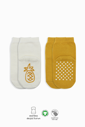 Store %100 Organik Bebek & Çocuk 2li Kaymaz Soket Kokulu Pamuklu Yumuşak Anti...
