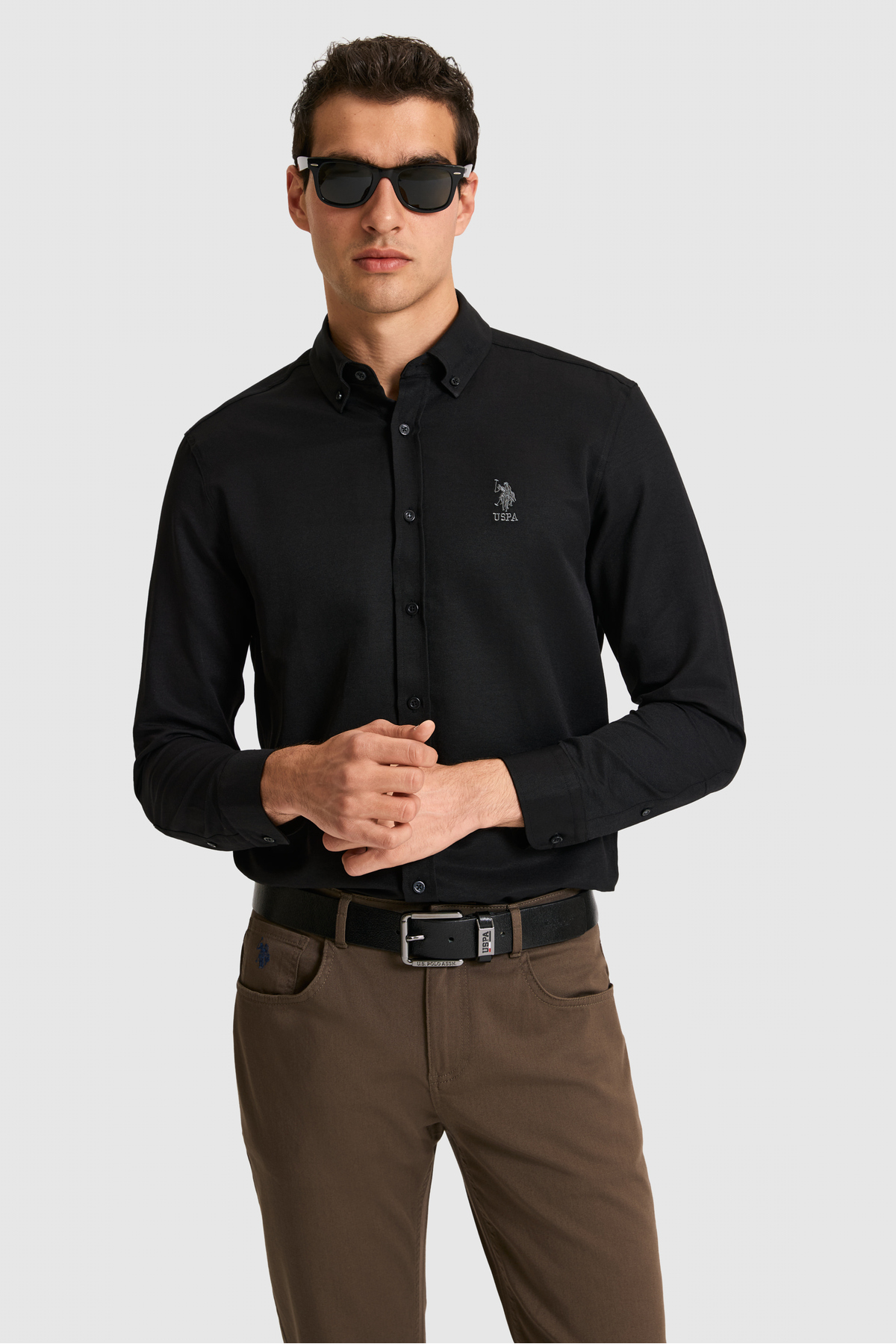 U.S. Polo Assn. Erkek Siyah Uzun Kollu Basic Gömlek 50320276-VR046 — مشکی