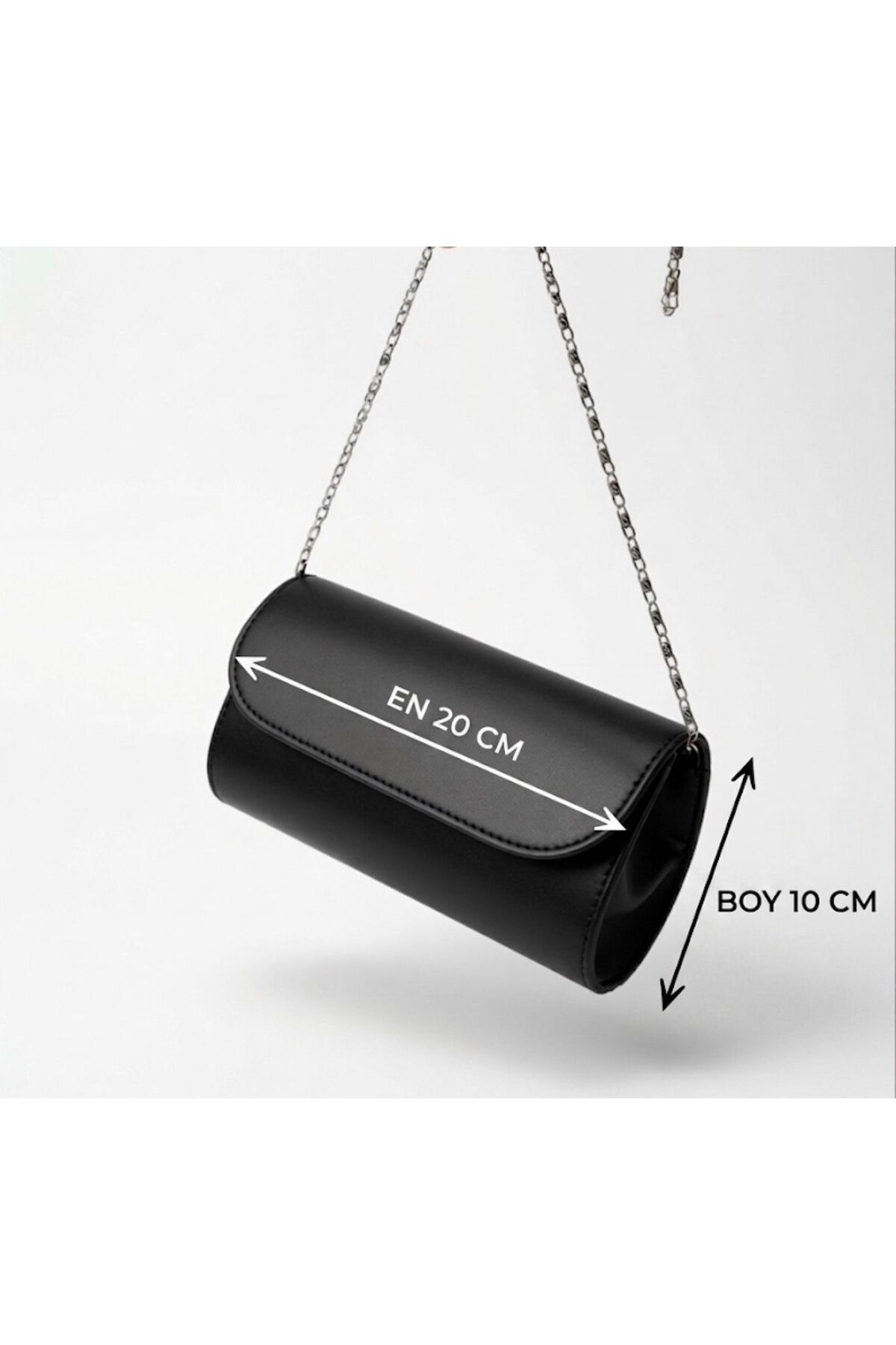addy Siyah Zincirli Clutch Abiye Çanta görsel 3
