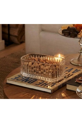i love home glass Diamond Kristal Oval Sunum Kase 11 x 24 cm
