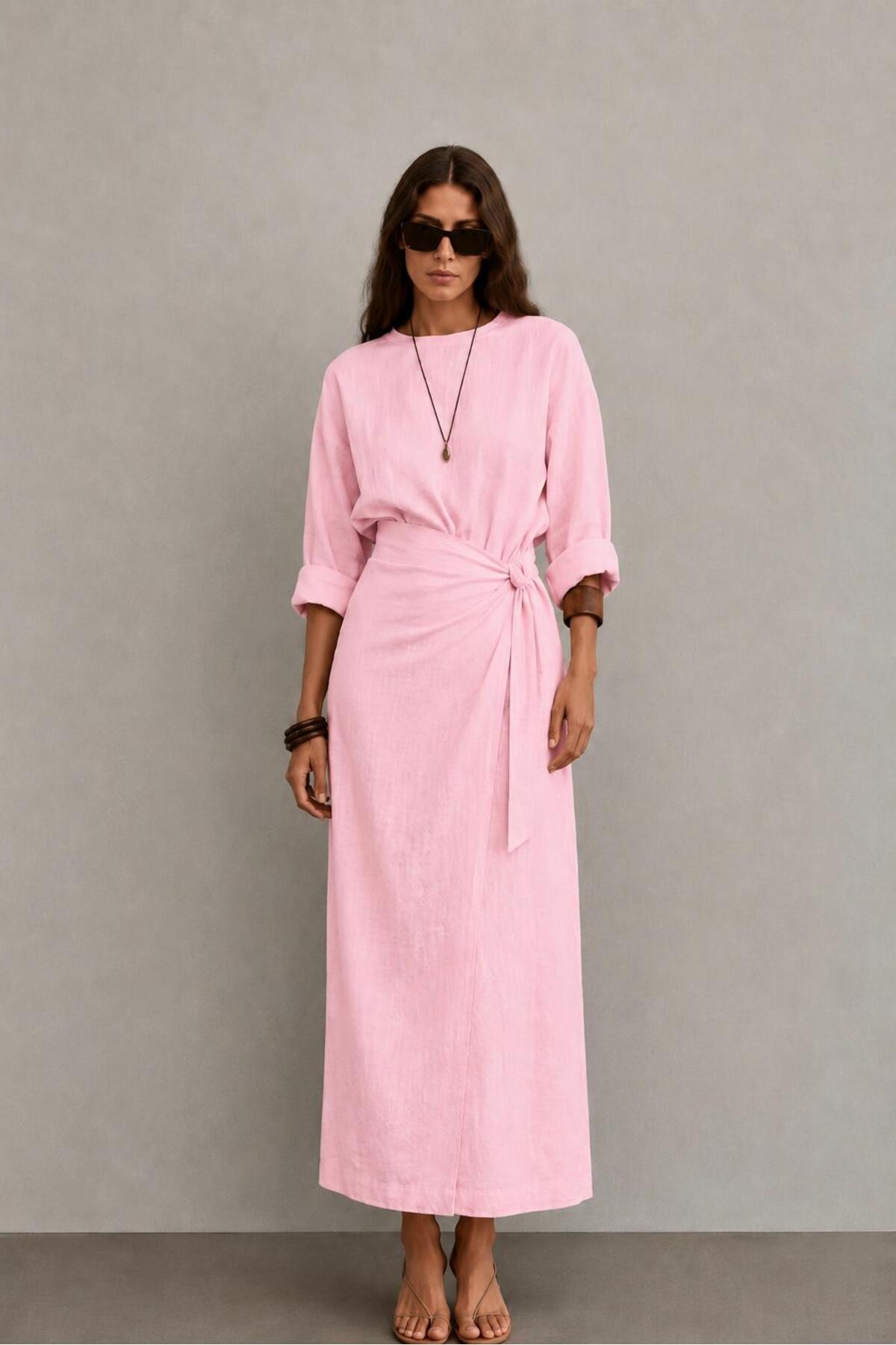 Side Tie Bottom Top Linen Set