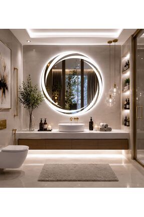 DKN Mirror Vortex Ledli Dekoratif Duvar Aynası - Dokunmatik Dimmerli - Şişeca...