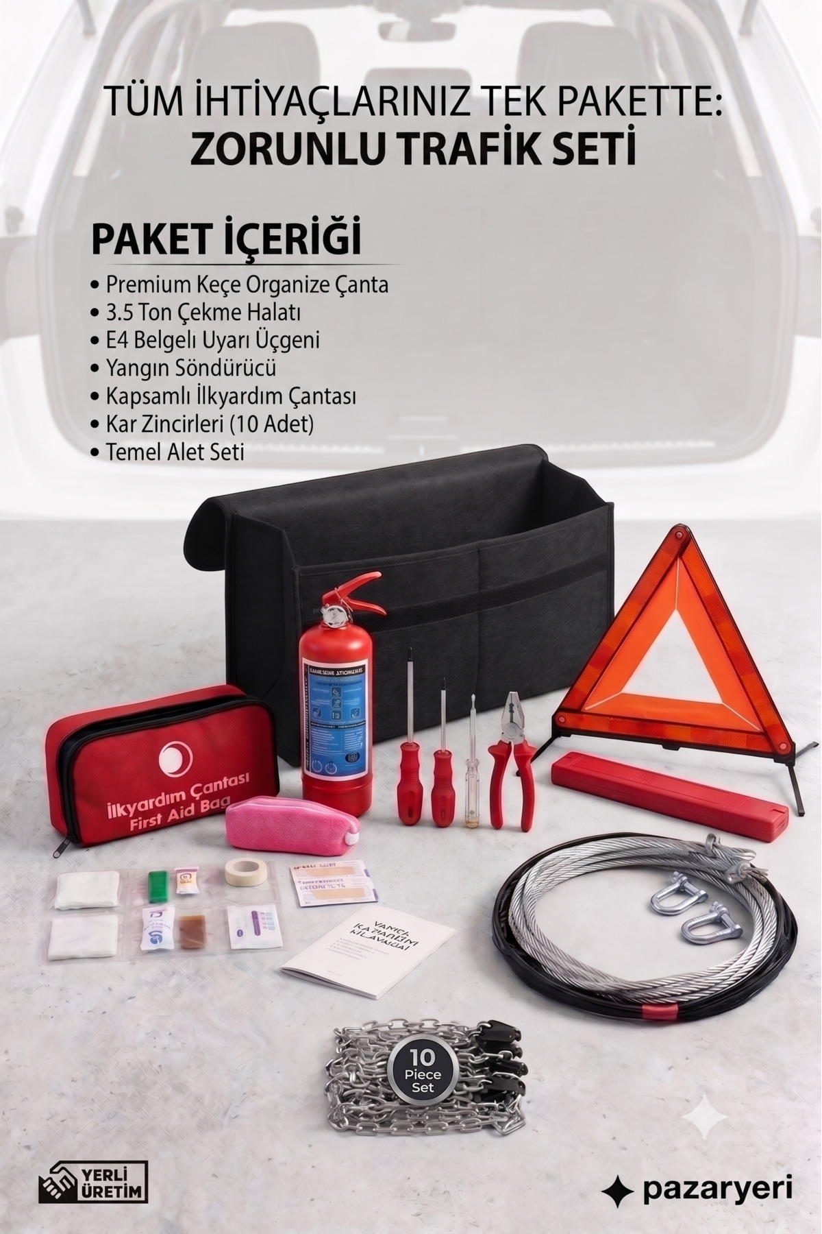1234 グッズまとめ Autobase Zorunlu Trafik Seti ve Acil Durum Ekipmanları - 7 Parça