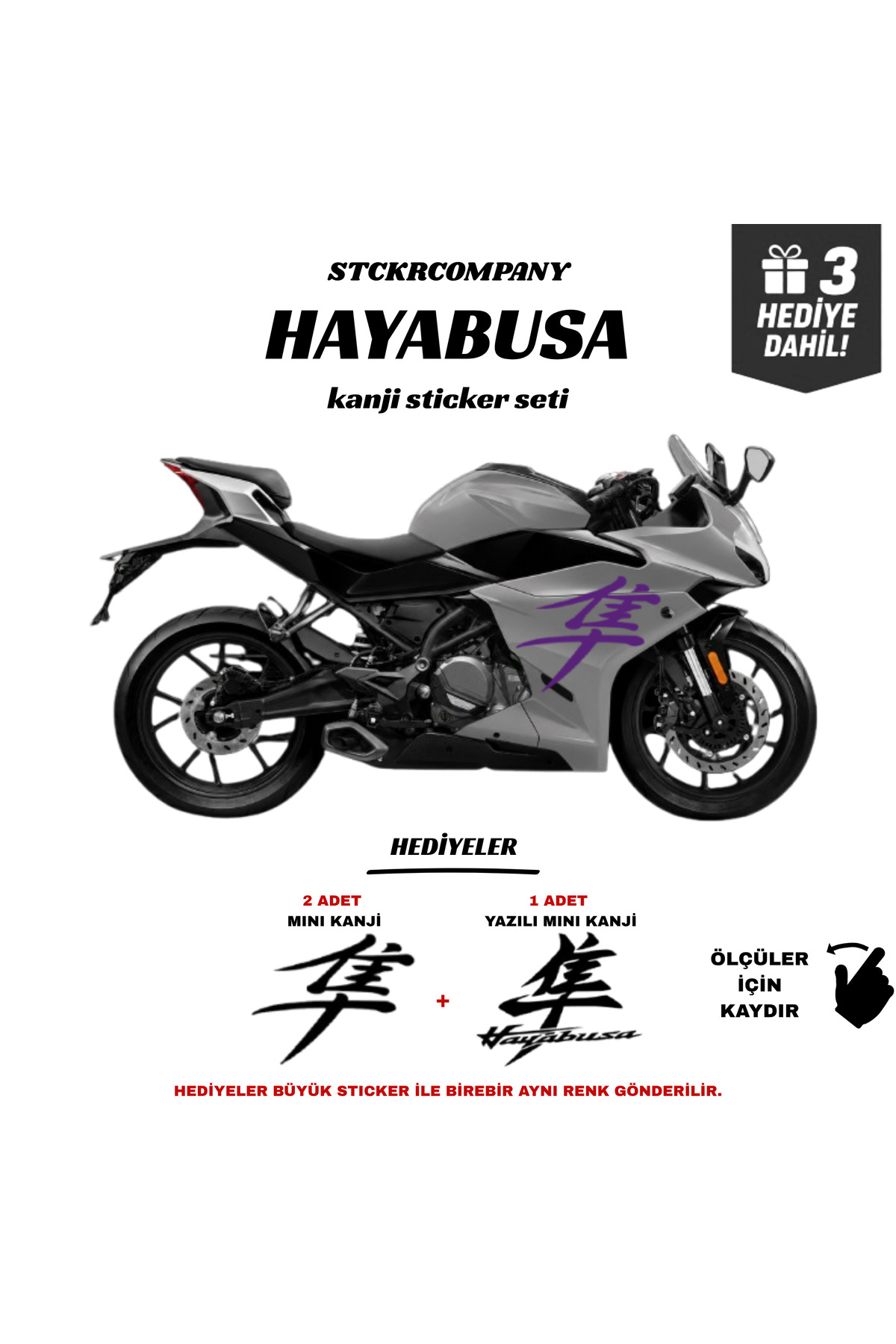 STCKRCO Suzuki Hayabusa Kanji Sticker Seti | Grenaj ve Kask