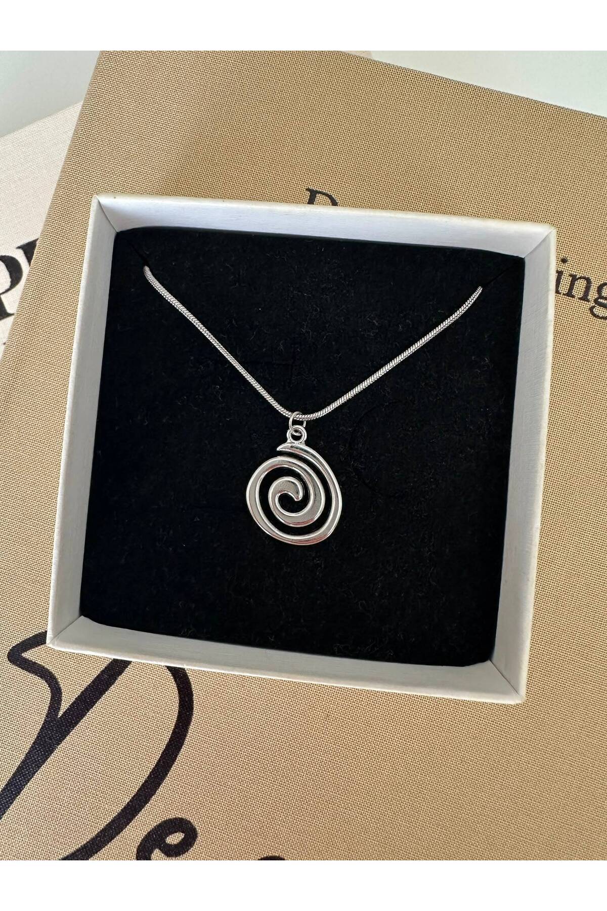 Spiral Charm Çelik Zincirli 45 cm Yazlık Gümüş Kolye - Detay Görseli 1