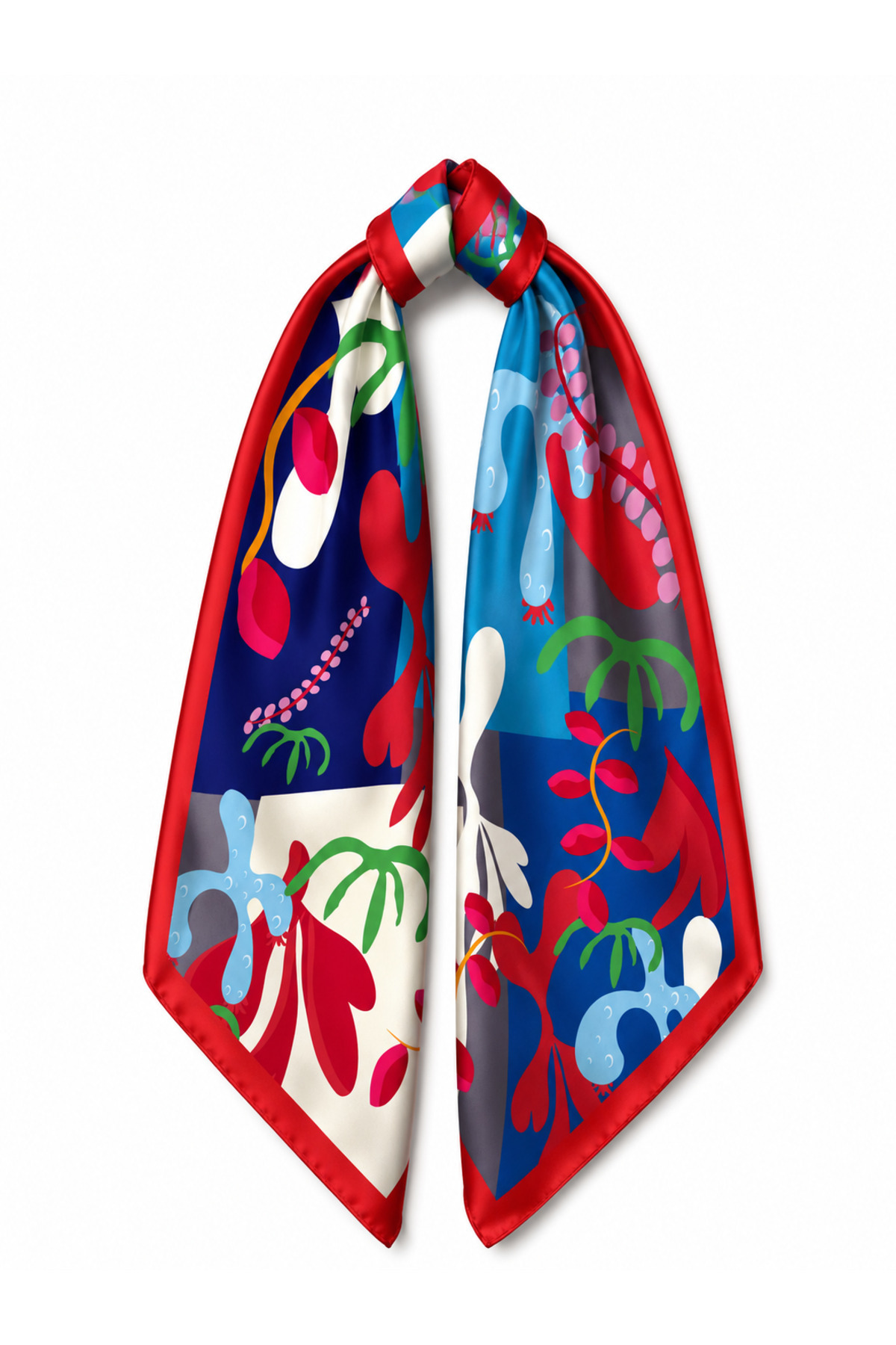 Summer Patterned Satin Scarf 50x50 cm Colorful Silky Square Bandana Modern Women's Scarf