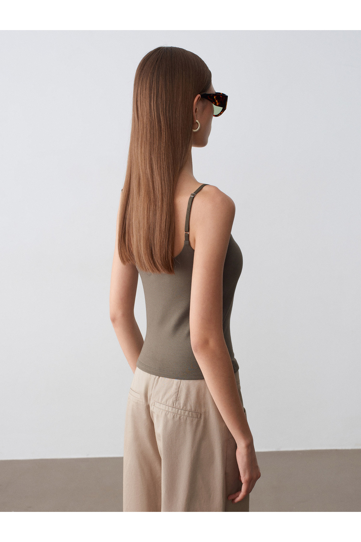 Dilvin  21200 Bra-Free Askılı Top-Haki - Görsel 2