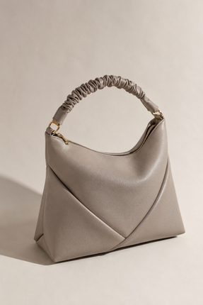 The Voguemaxima Fiarole Beige Origami Formlu Büzgü Askılı Fermuarlı Astarlı K...