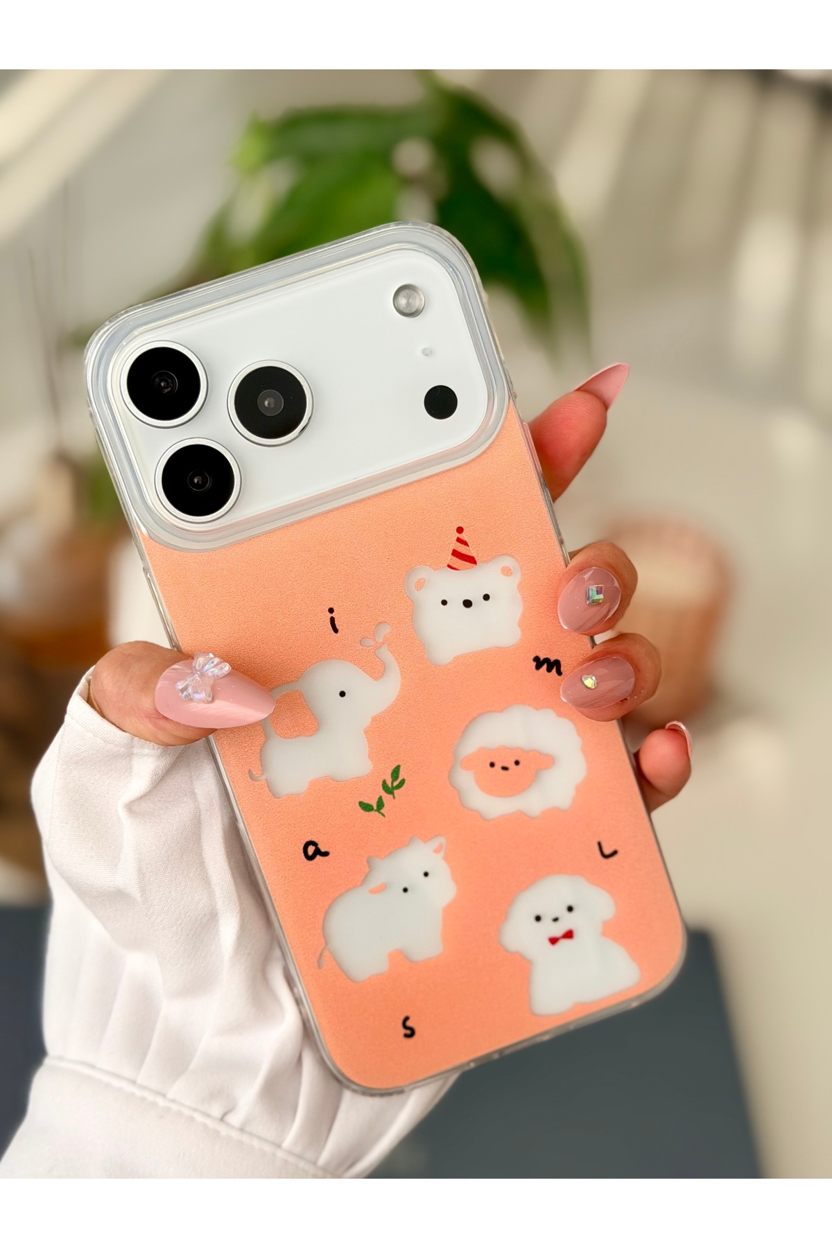 Iphone 17 PROMAX Compatible Print Protective Flexible Silicone Case with Transparent Animal Design