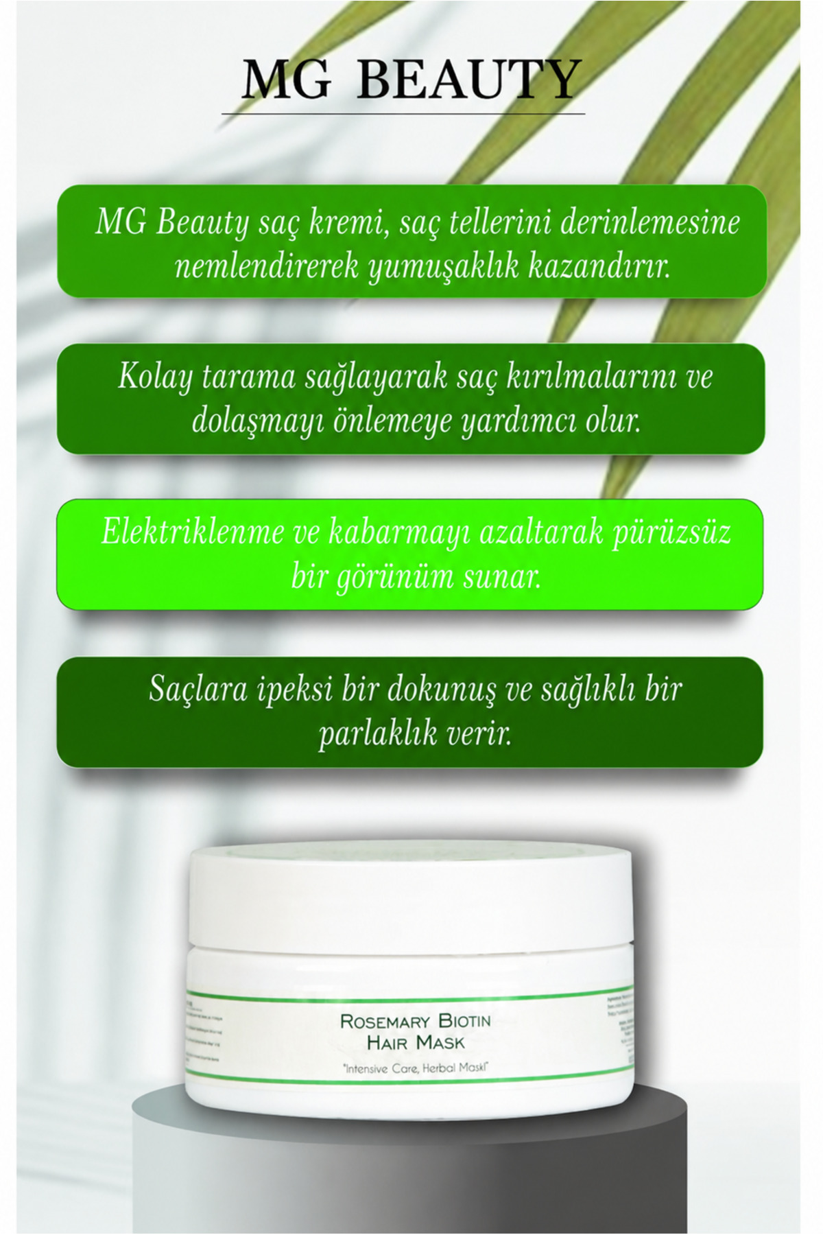 Biberiye Özlü Saç Maskesi 300 ml – Biotin ve Keratin İçerikli, Yoğun Nemlendirici ve Onarıcı Bakım — 86834MASKE — تصویر 3 از 3