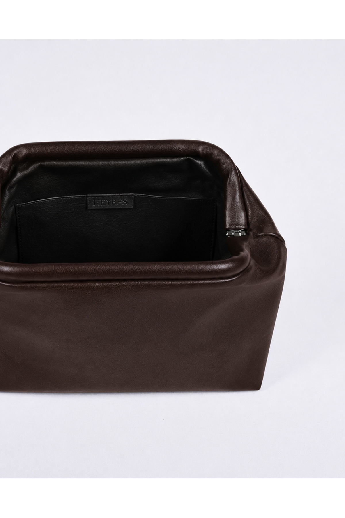 HEYBE'S Heybes Kadın Acı Kahve Vegan Deri Clutch El Çantası görsel 2