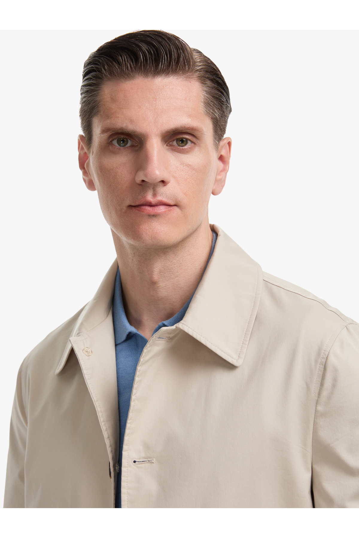 Cacharel Bej Slim Fit Pamuk Karışımlı Gömlek Yaka Trençkot 50324484-VR011 görsel 2