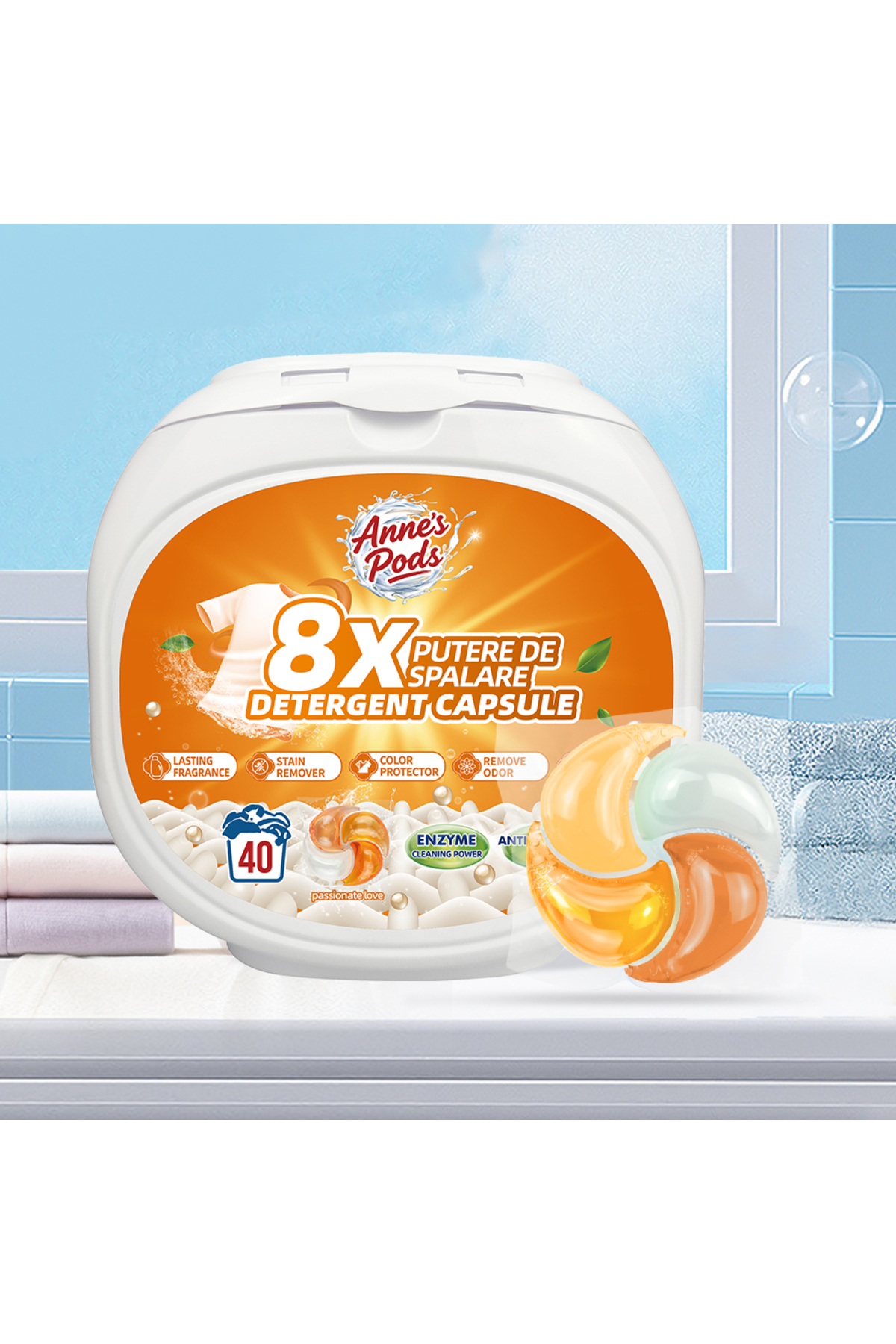 AnnesPods Capsule detergent concentrate 4 în 1 AnnesPods, Passionate Love, 40...