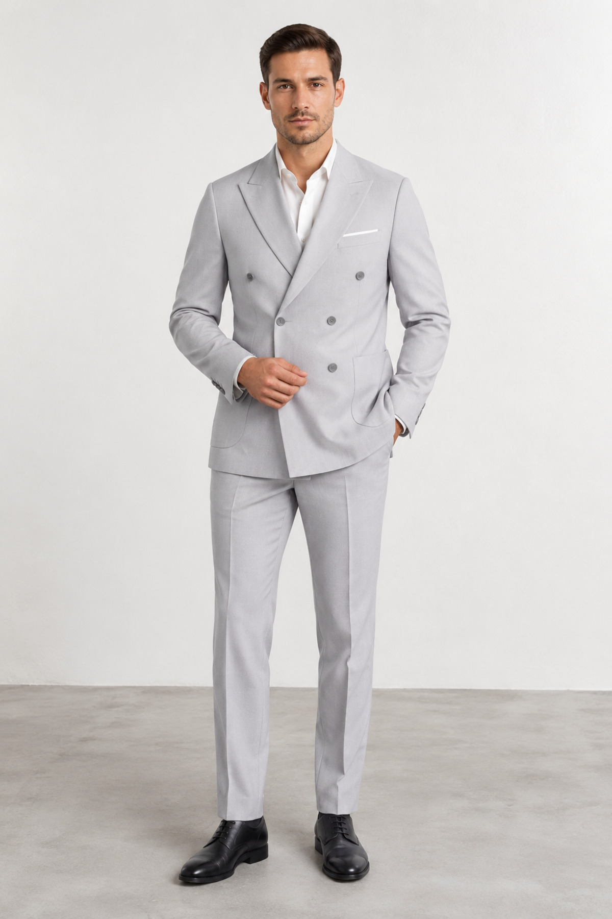 bihan store Curvaze Bag Pocket Waffle Textured Men's Suit Carlo Piero 64050-Grey