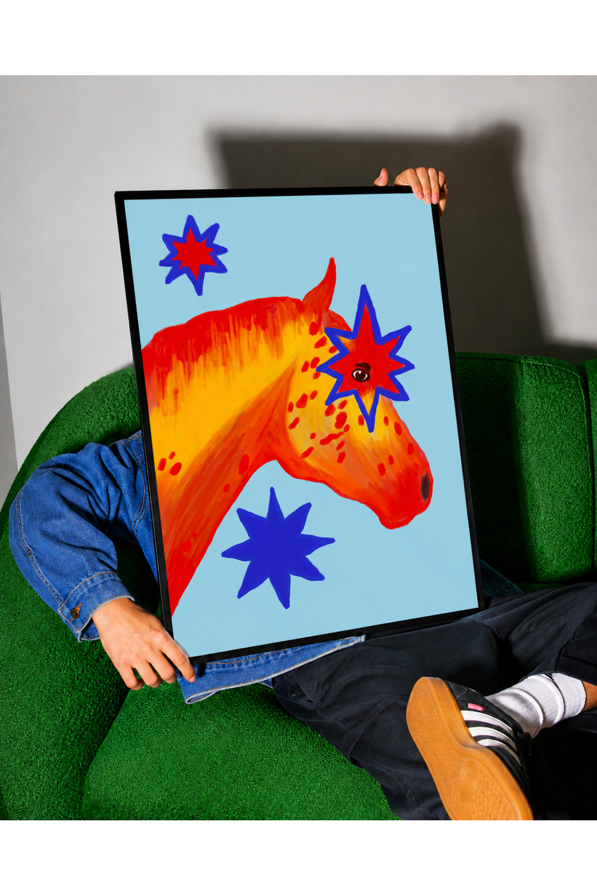 Renkli At İllüstrasyonu Poster, Modern Pop Art ve Eğlenceli Duvar Dekoru Çerçevesiz