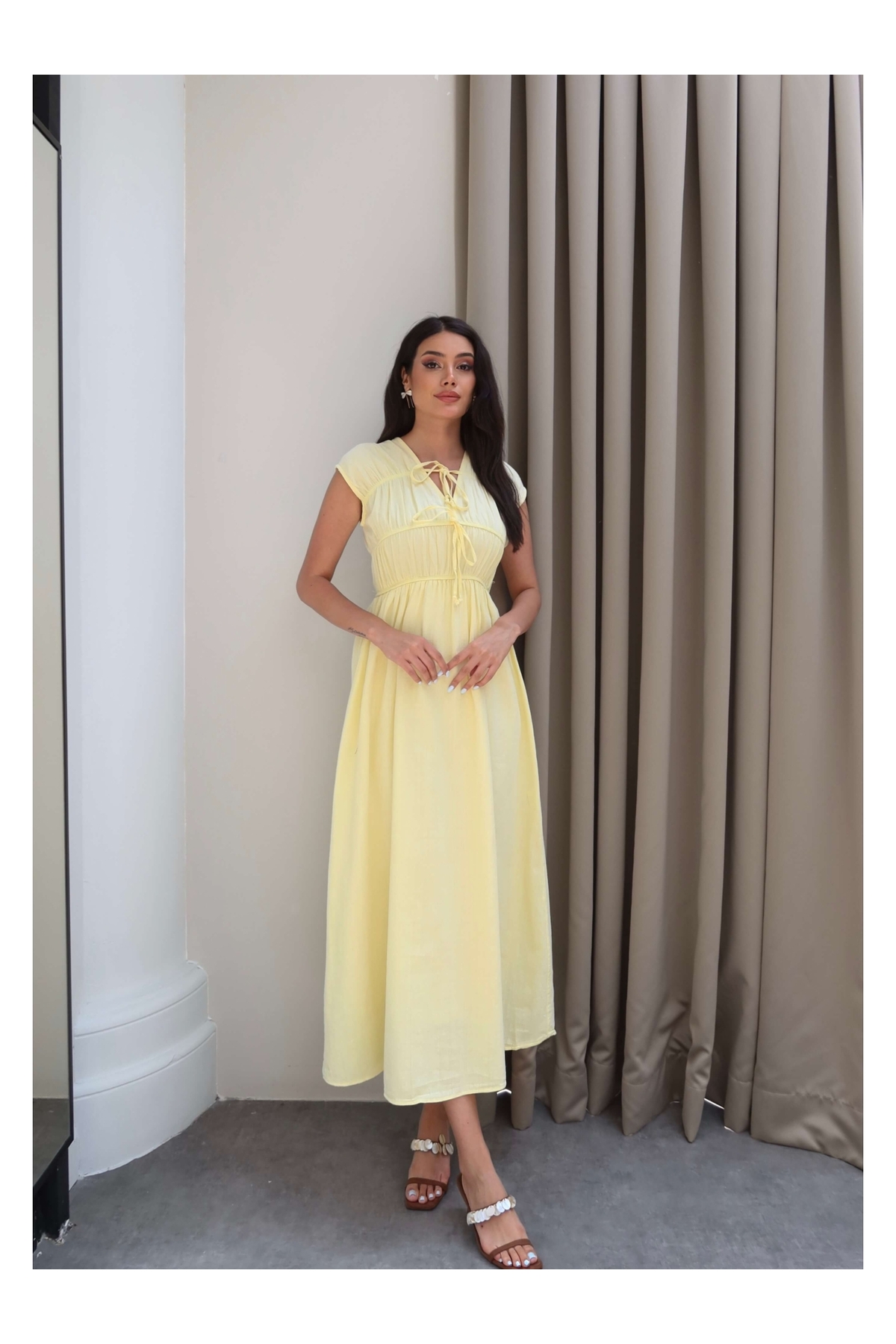 ESRAHELVACI Zero Sleeve Dress with Elastic Waist