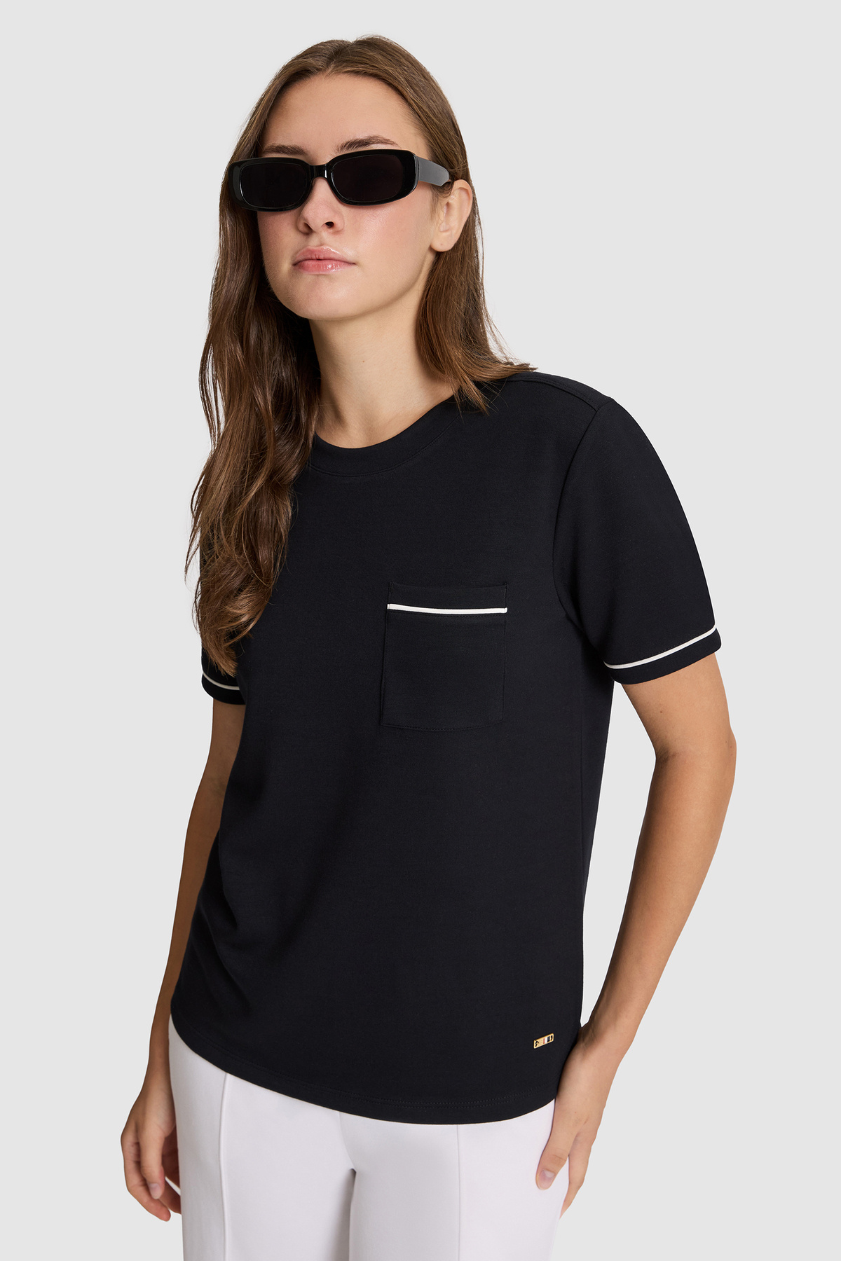U.S. Polo Assn. Kadın Siyah Bisiklet Yaka Basic Tişört 50323552-VR046 görsel 3