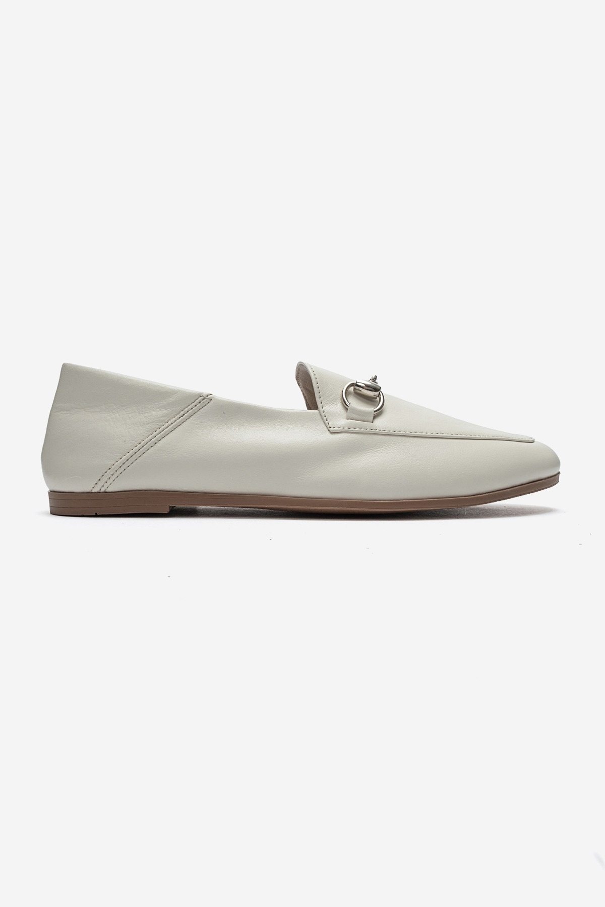 LuviShoes F03 Krem Cilt Hakiki Deri Kadın Loafer Ayakkabı görsel 4