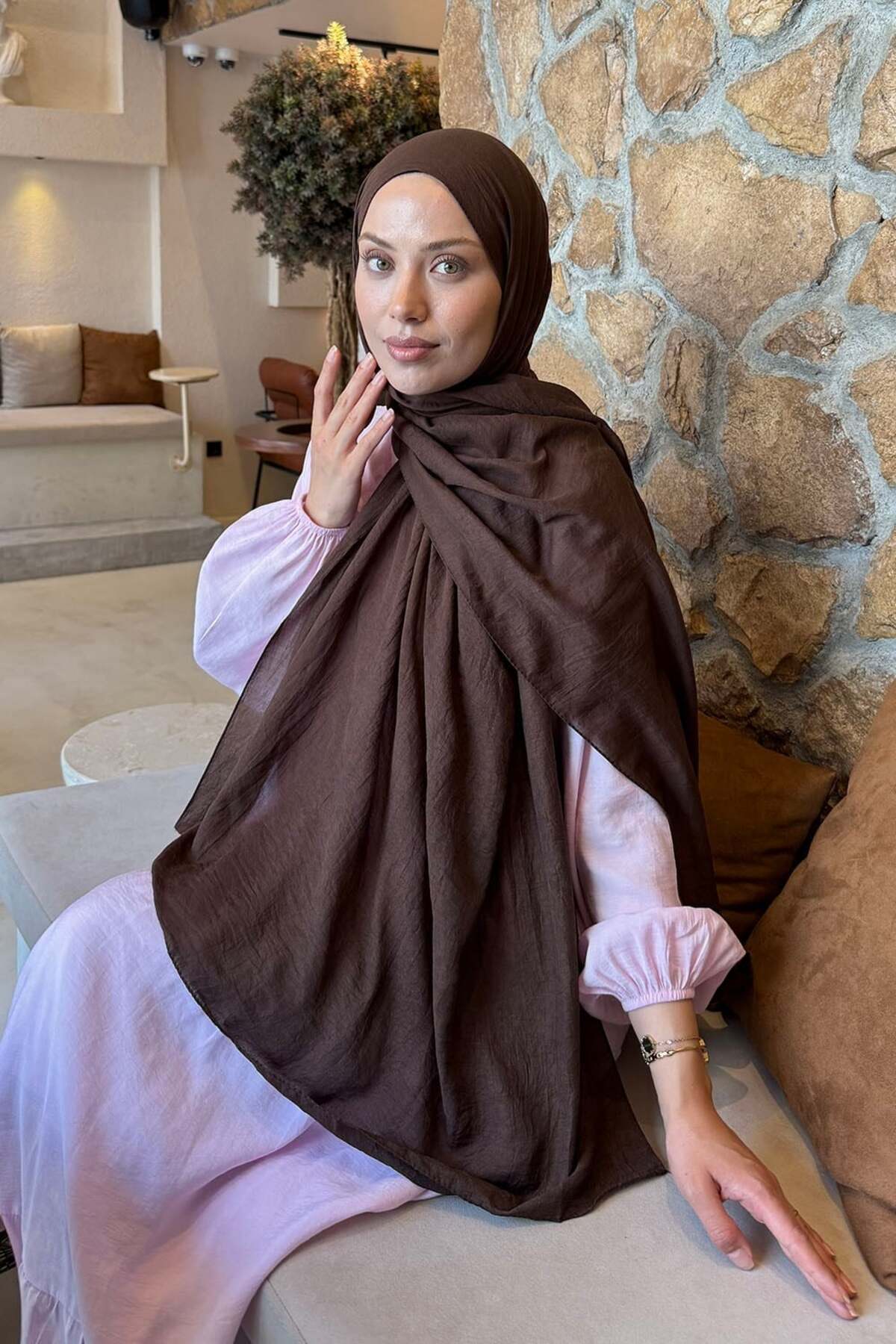 lamelif Rami Şal Acı Kahverengi görsel 2