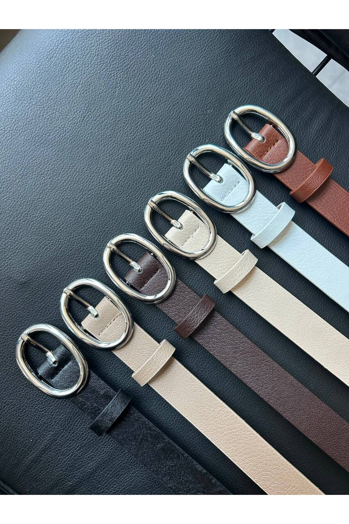 6pcs Matrix Oval Silver Buckle Belt Waist Belt Jacket Belt Dress Belt Pants Belt