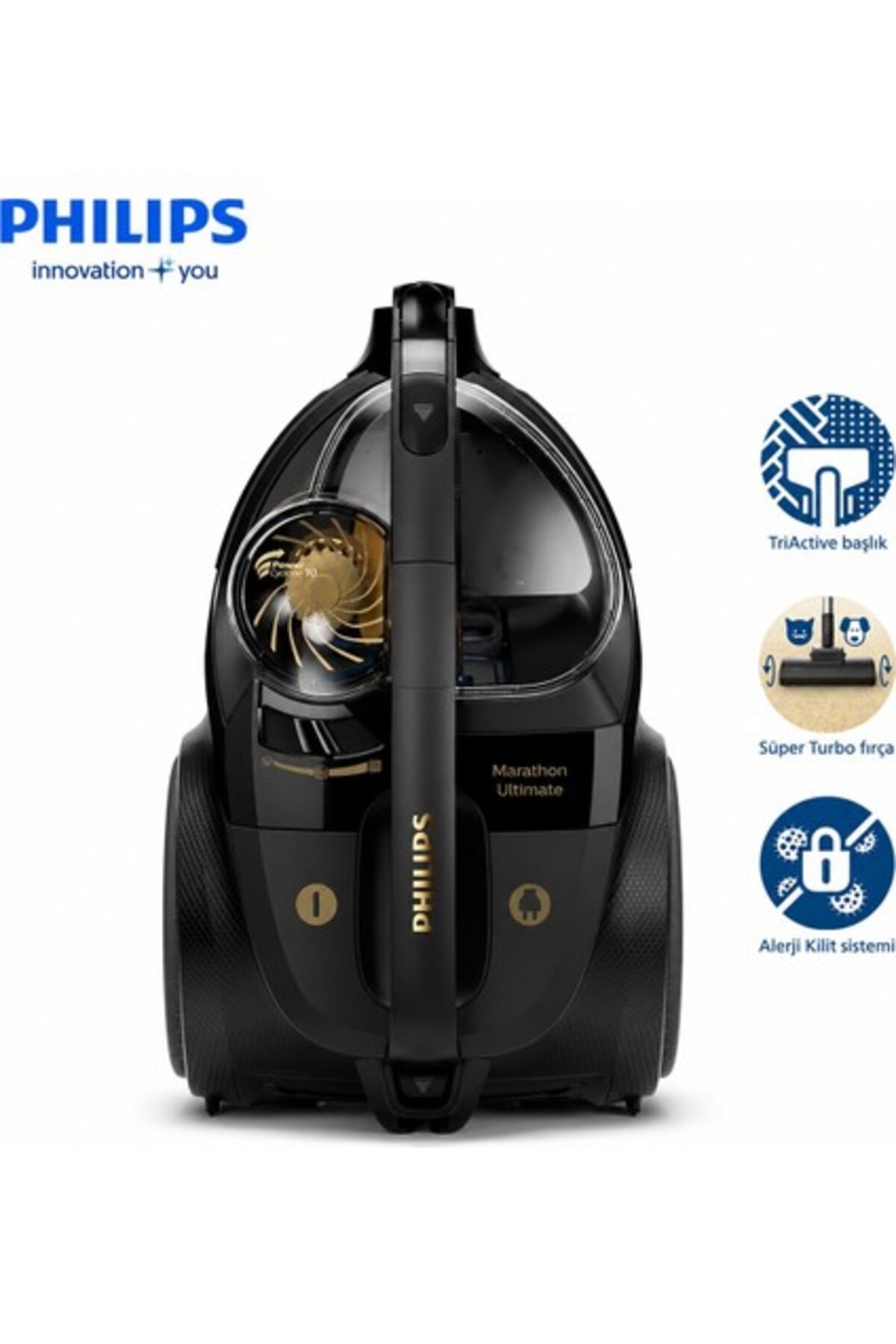 Philips Toz Torbasız Elektrikli Süpürge Alerji Filtreli Güçlü Çekiş, Geniş Hazne ve Triactive Ultra