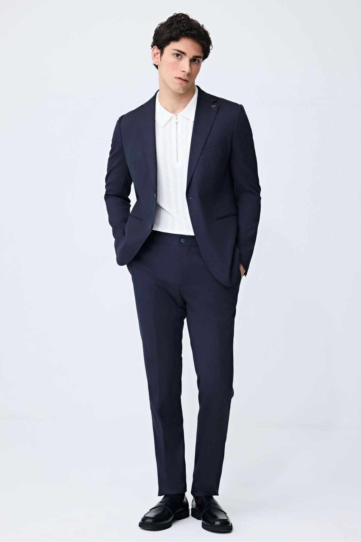Slim Fit Navy Blue Suit Dobby — سرمه‌ای 6TF05KV02571M — تصویر 4 از 8