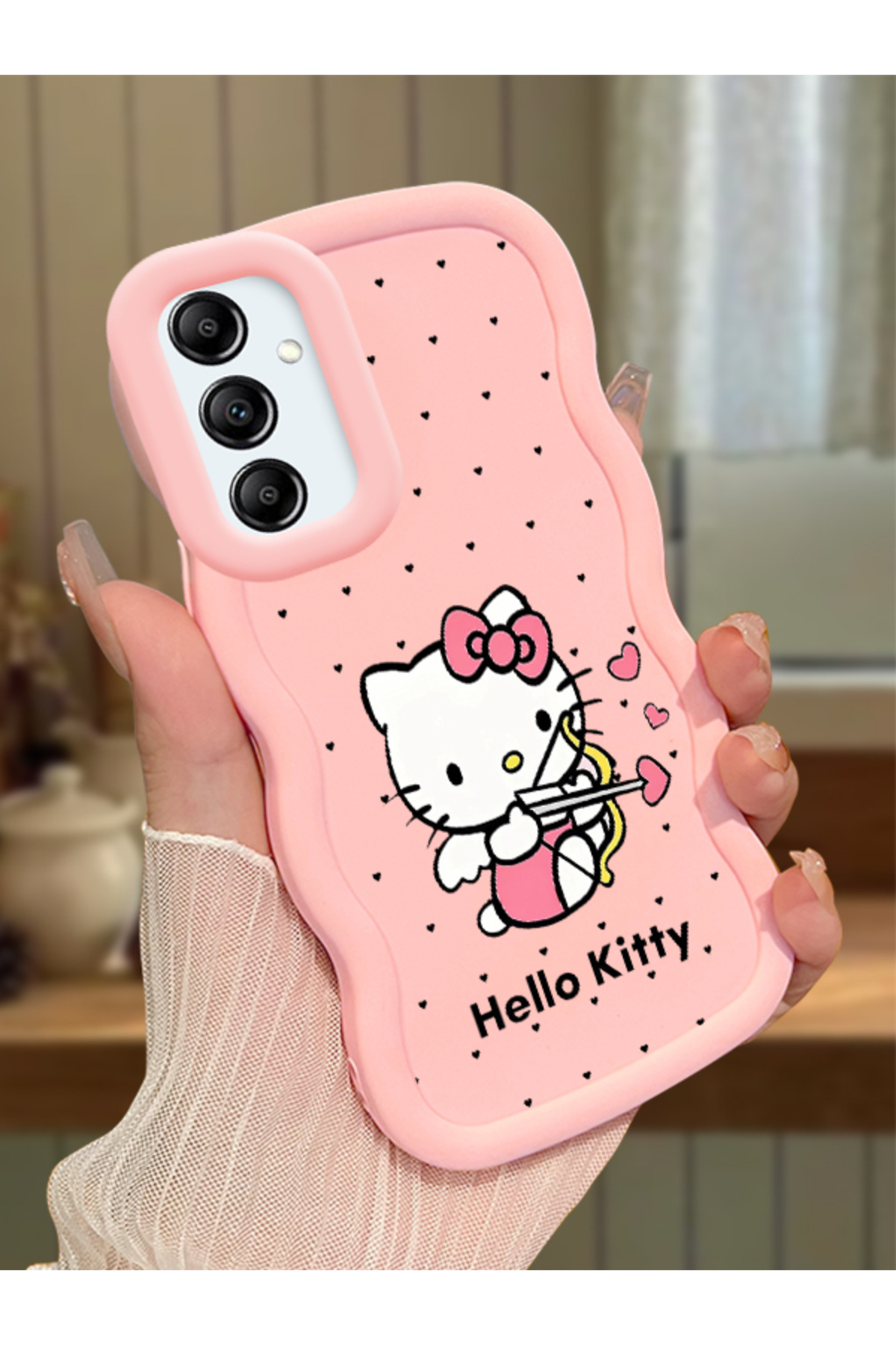 Samsung Galaxy A14 Compatible Case camera protector Pink Silicone Couple Phone Case Kitty Pattern