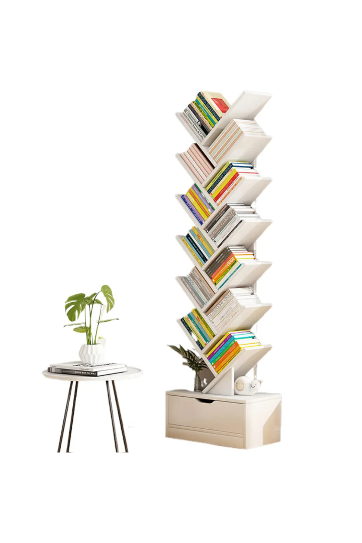 AT Performance Bibliotecă Tip Arbore cu 12 Niveluri și Sertar Inferior, Raft ...